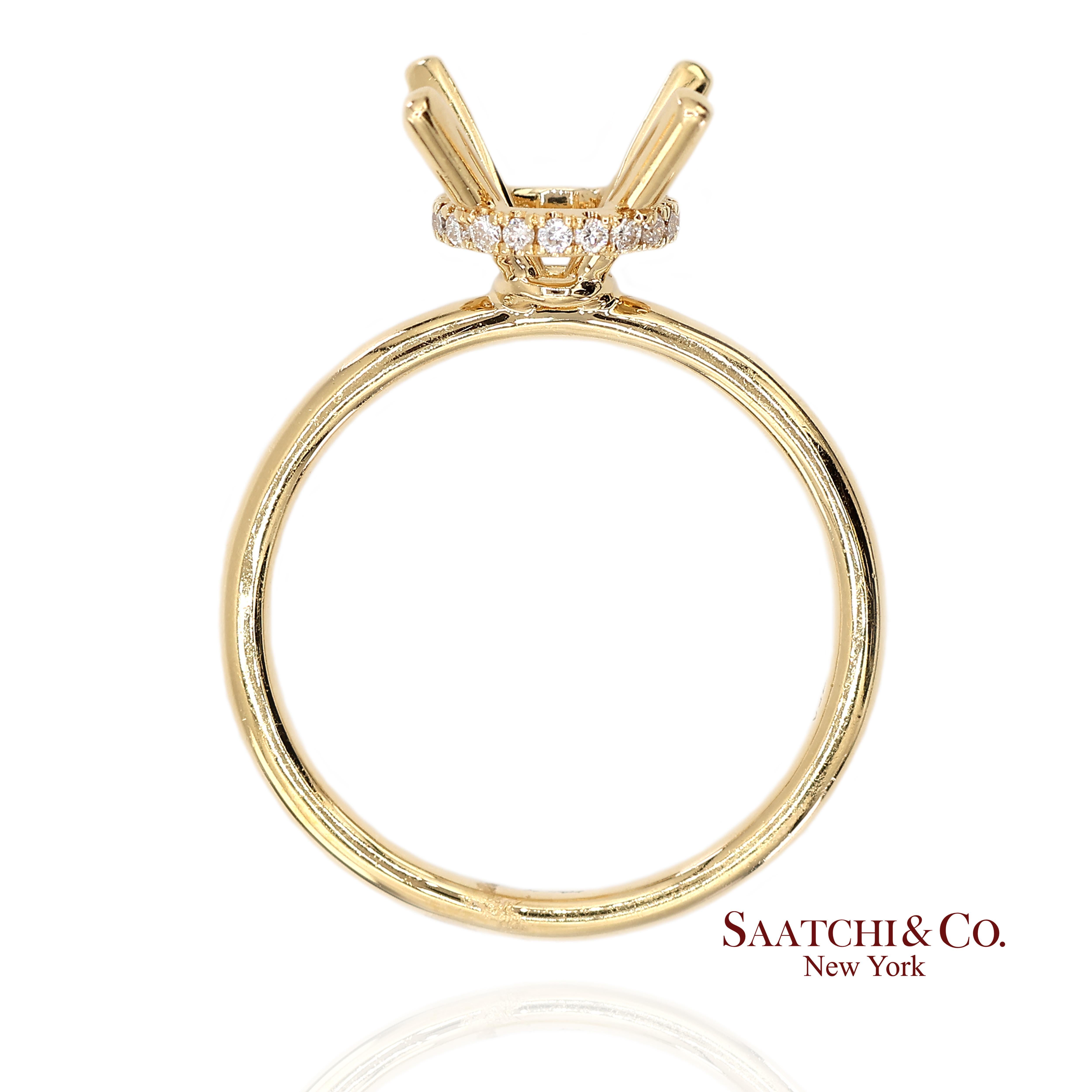 Bague semi-montante en or jaune 18K 750 diamants naturels brillants Taille 6 Neuf - En vente à New York, NY