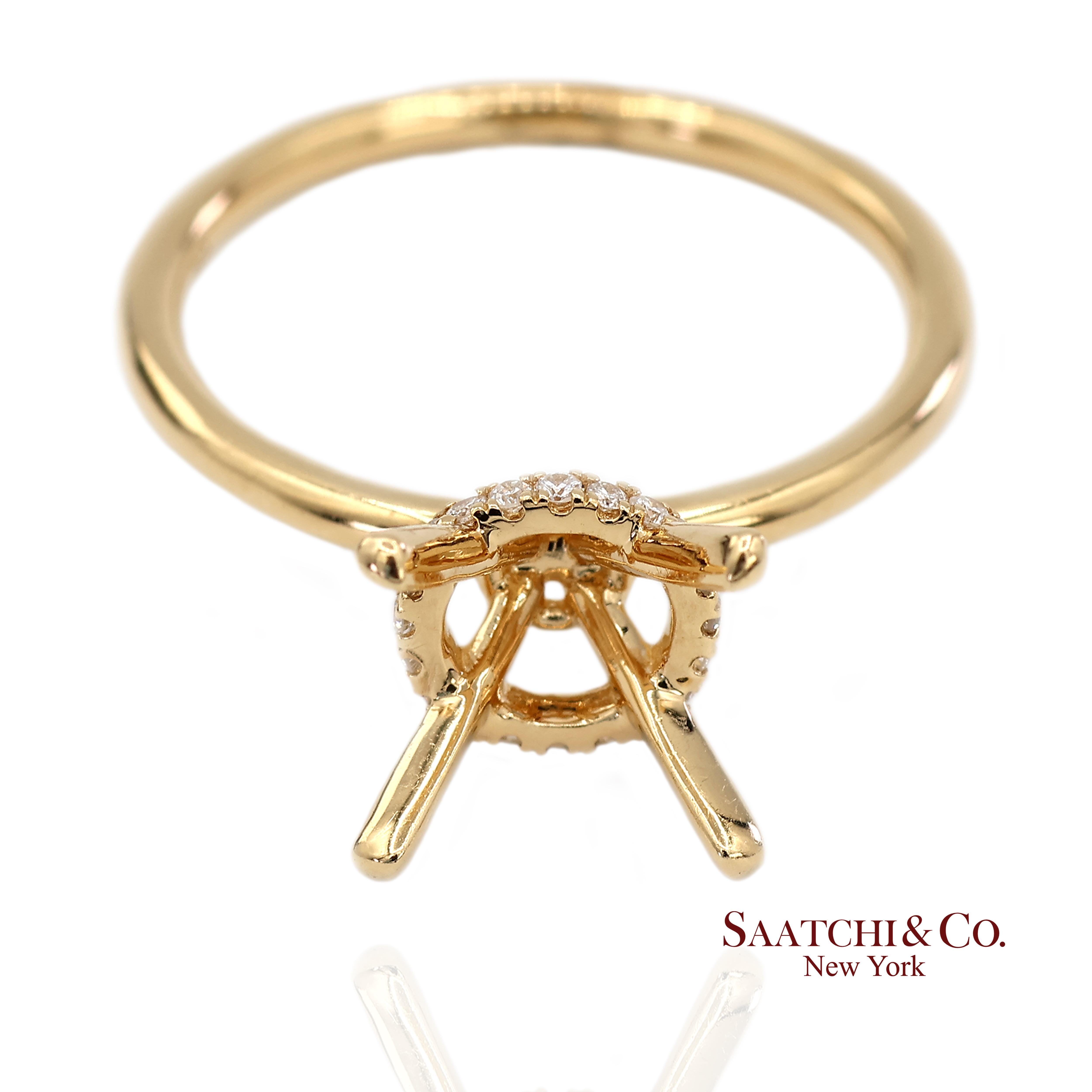 Bague semi-montante en or jaune 18K 750 diamants naturels brillants Taille 6 Unisexe en vente