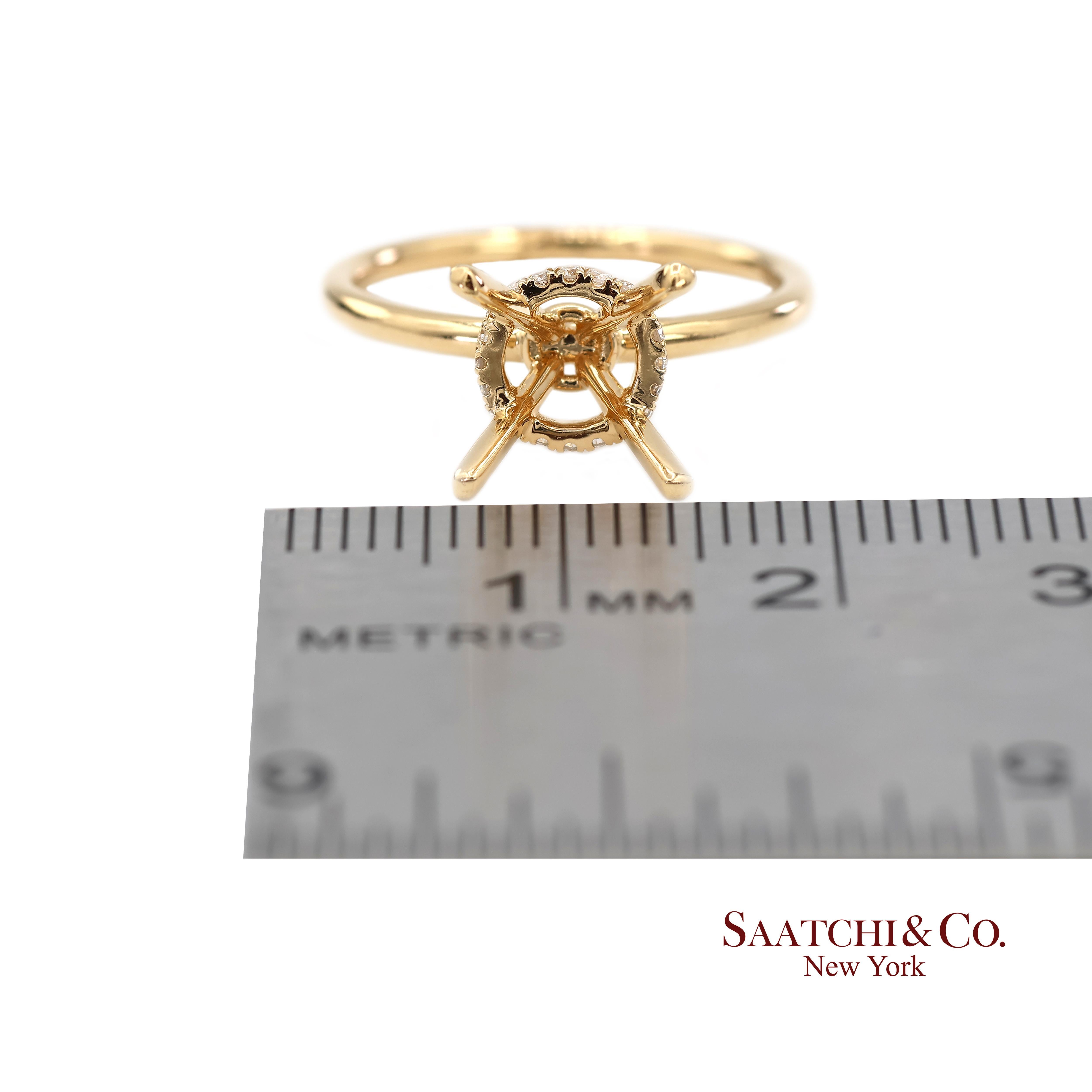 Bague semi-montante en or jaune 18K 750 diamants naturels brillants Taille 6 en vente 3