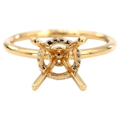 Bague semi-montante en or jaune 18K 750 diamants naturels brillants Taille 6