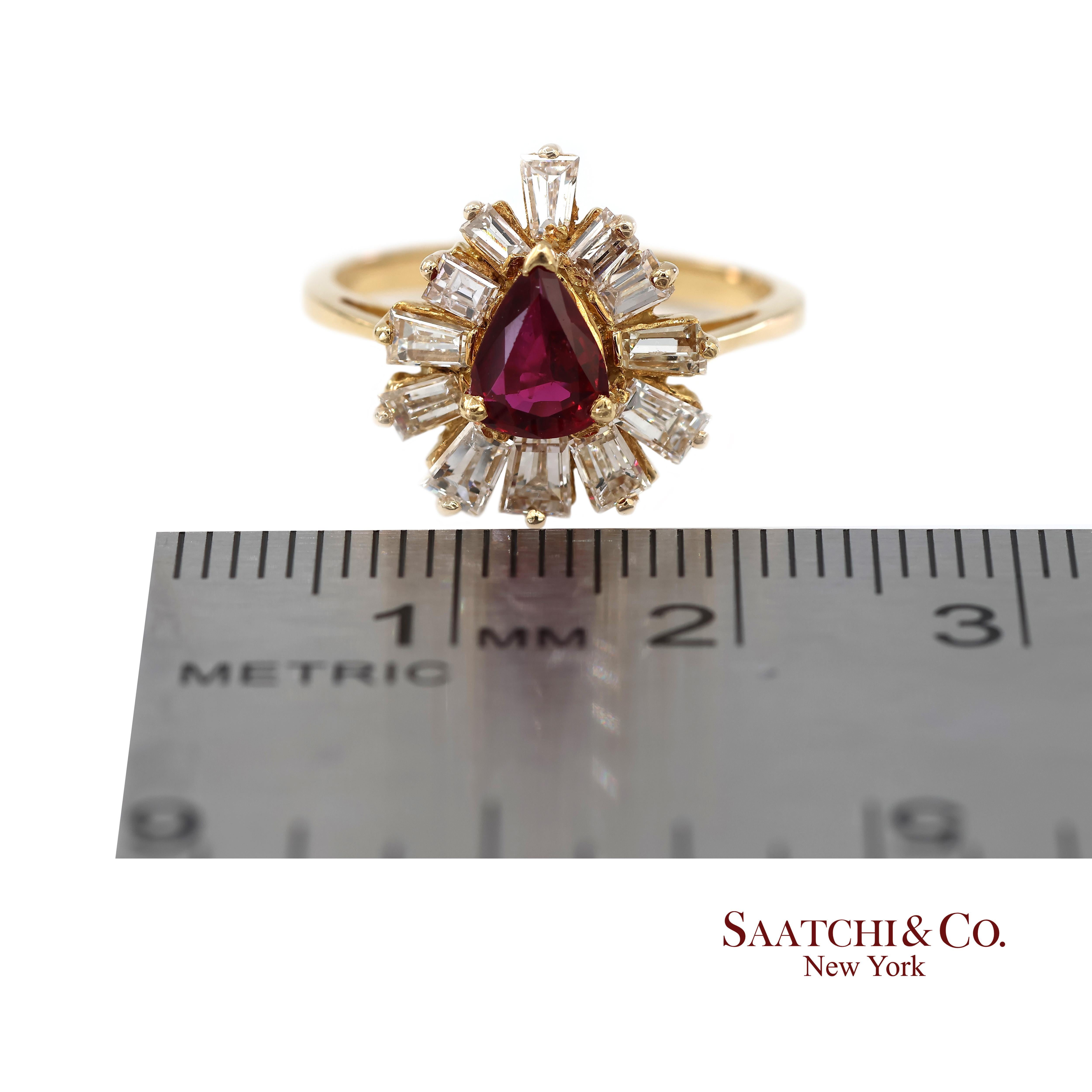 Bague Ballerina en or jaune 18K 750 diamants naturels et rubis en vente 4