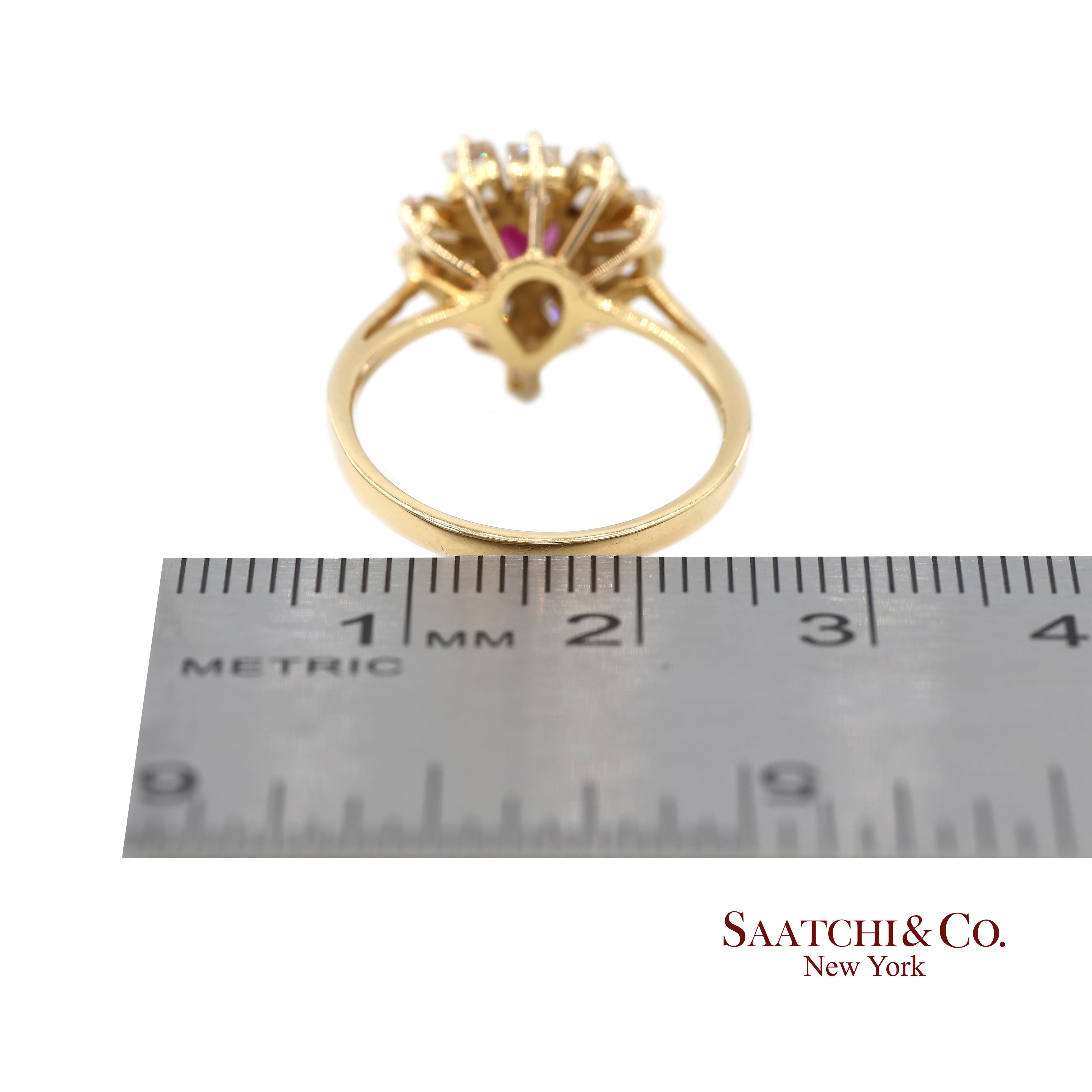 Bague Ballerina en or jaune 18K 750 diamants naturels et rubis en vente 6