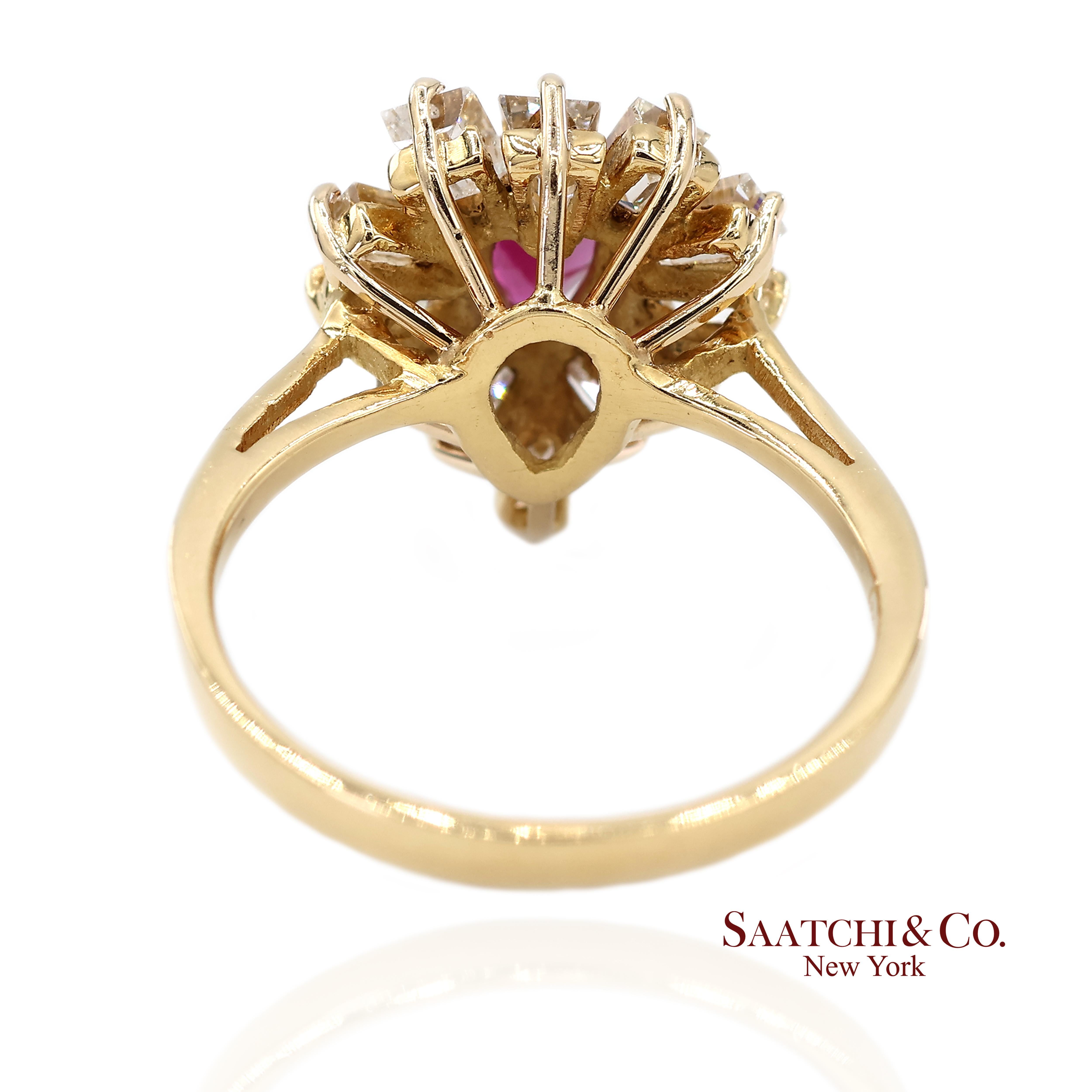 Bague Ballerina en or jaune 18K 750 diamants naturels et rubis Unisexe en vente