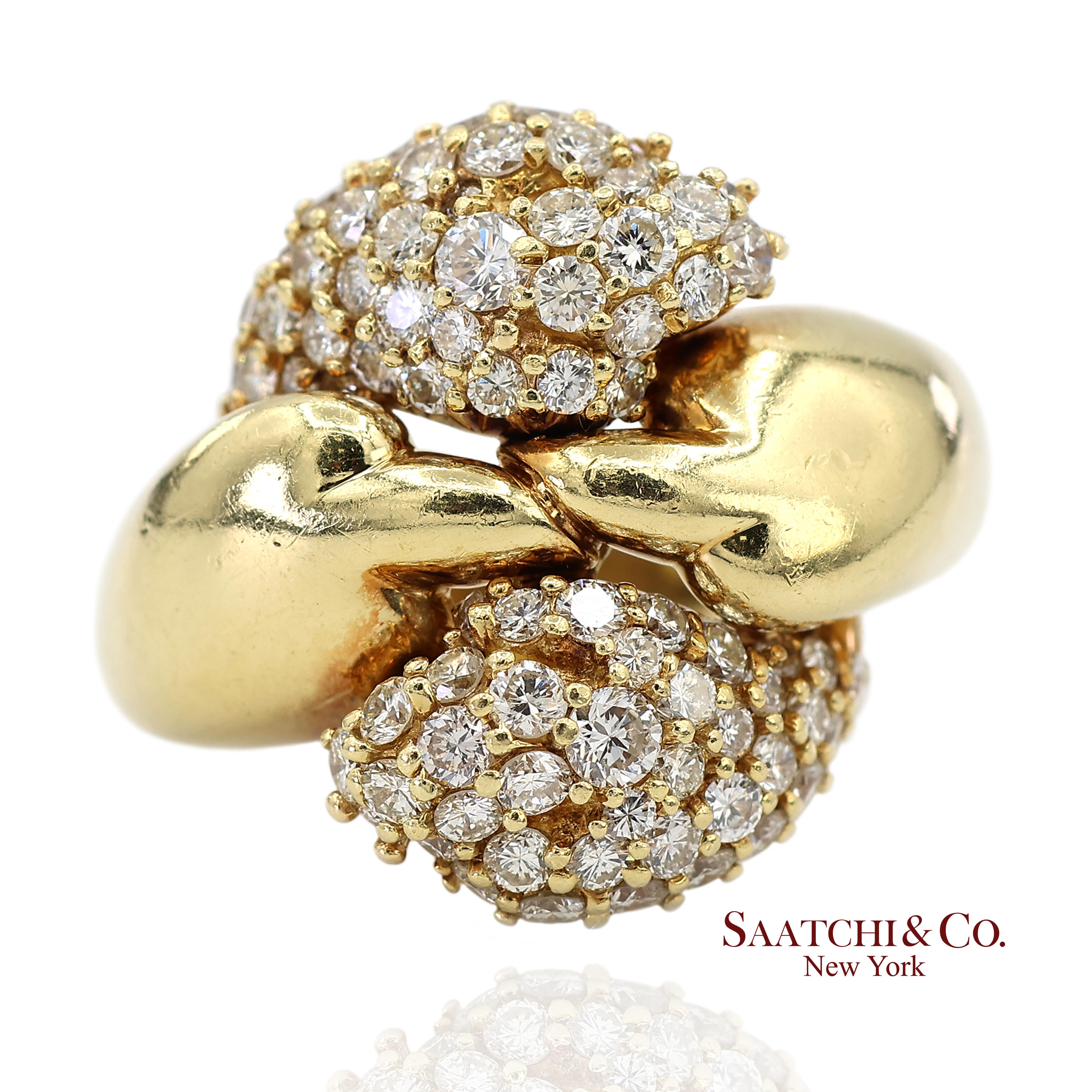 18K 750 Gelbgold Natürlicher Diamant Jose Hess Vintage Designer Ring für Damen oder Herren im Angebot