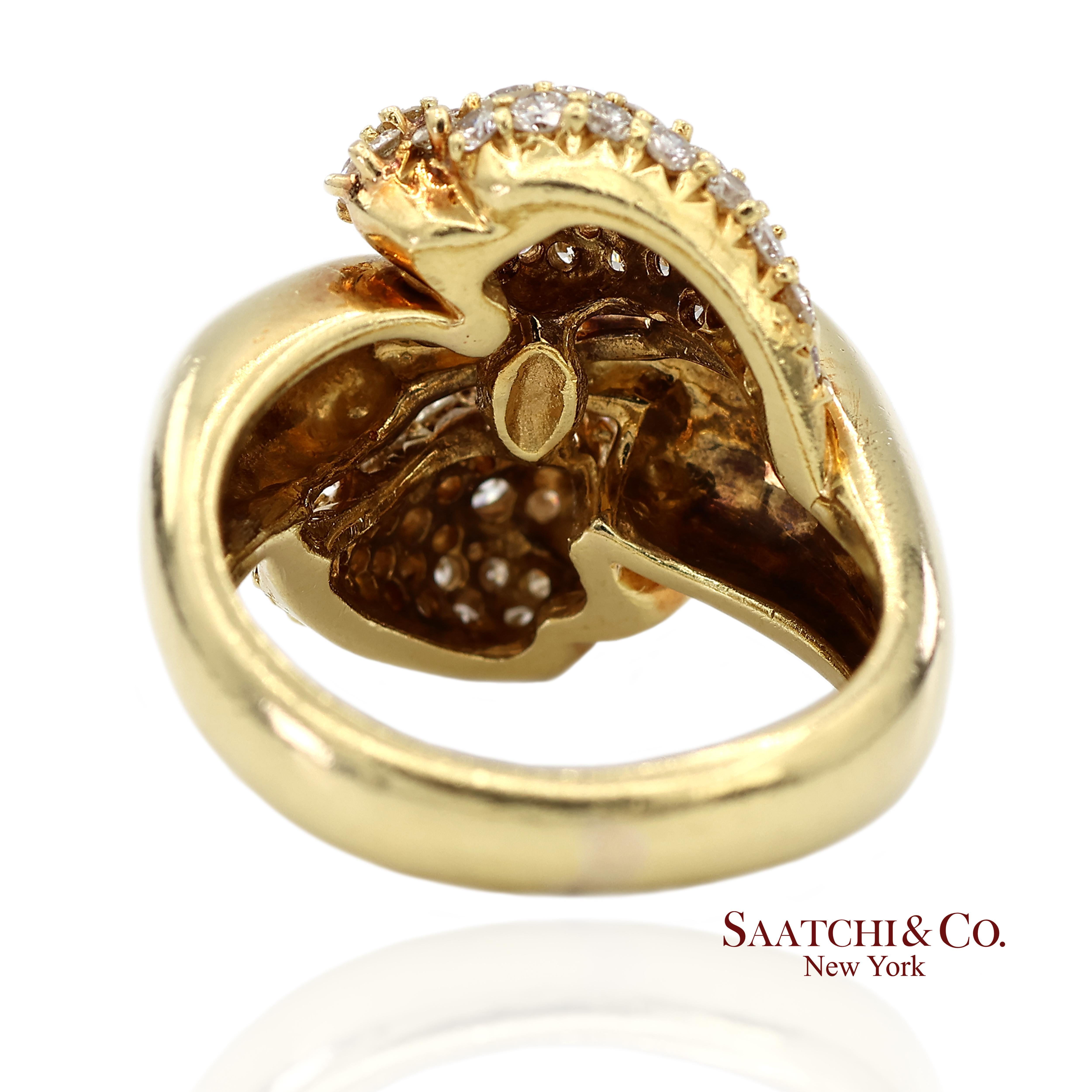 18K 750 Gelbgold Natürlicher Diamant Jose Hess Vintage Designer Ring im Angebot 1