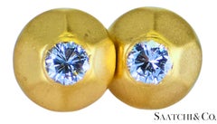 18K 750 Yellow Gold - Natural Round VVS-VS Diamond: Womens Earrings