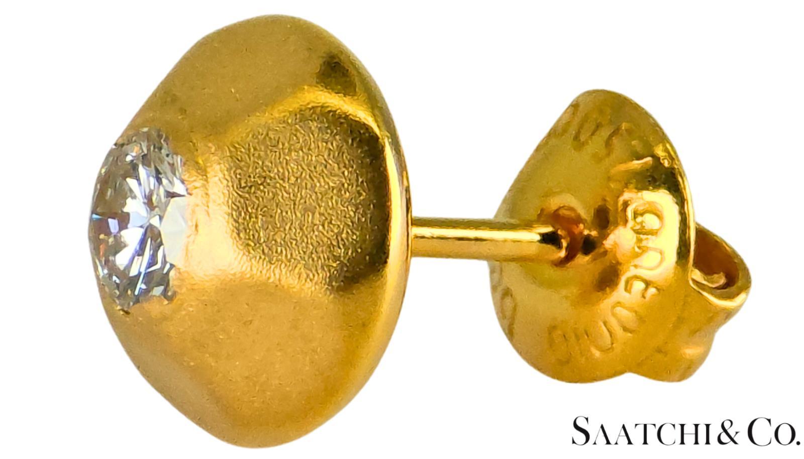 Taglio rotondo Oro giallo 18K 750 - Diamante tondo naturale VVS-VS: Orecchini da donna in vendita