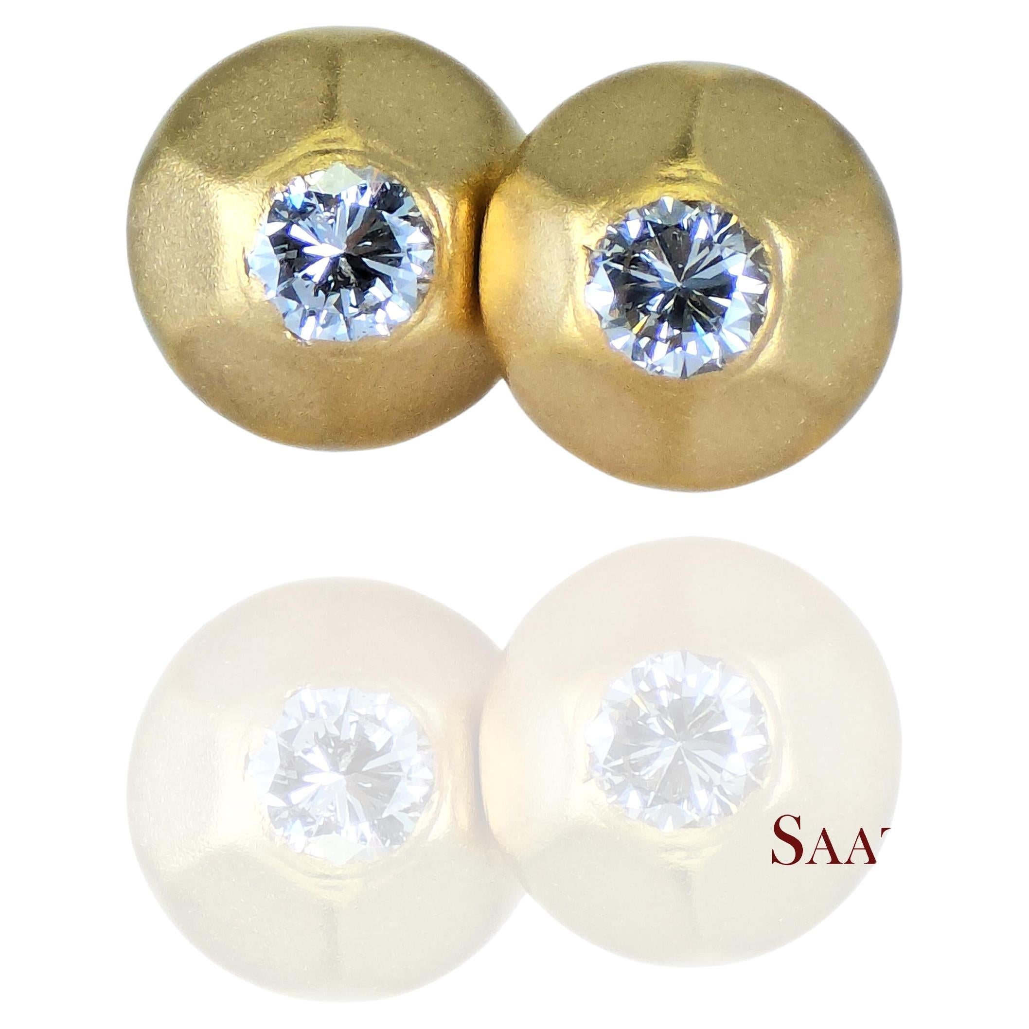 Oro giallo 18K 750 - Diamante tondo naturale VVS-VS: Orecchini da donna in vendita