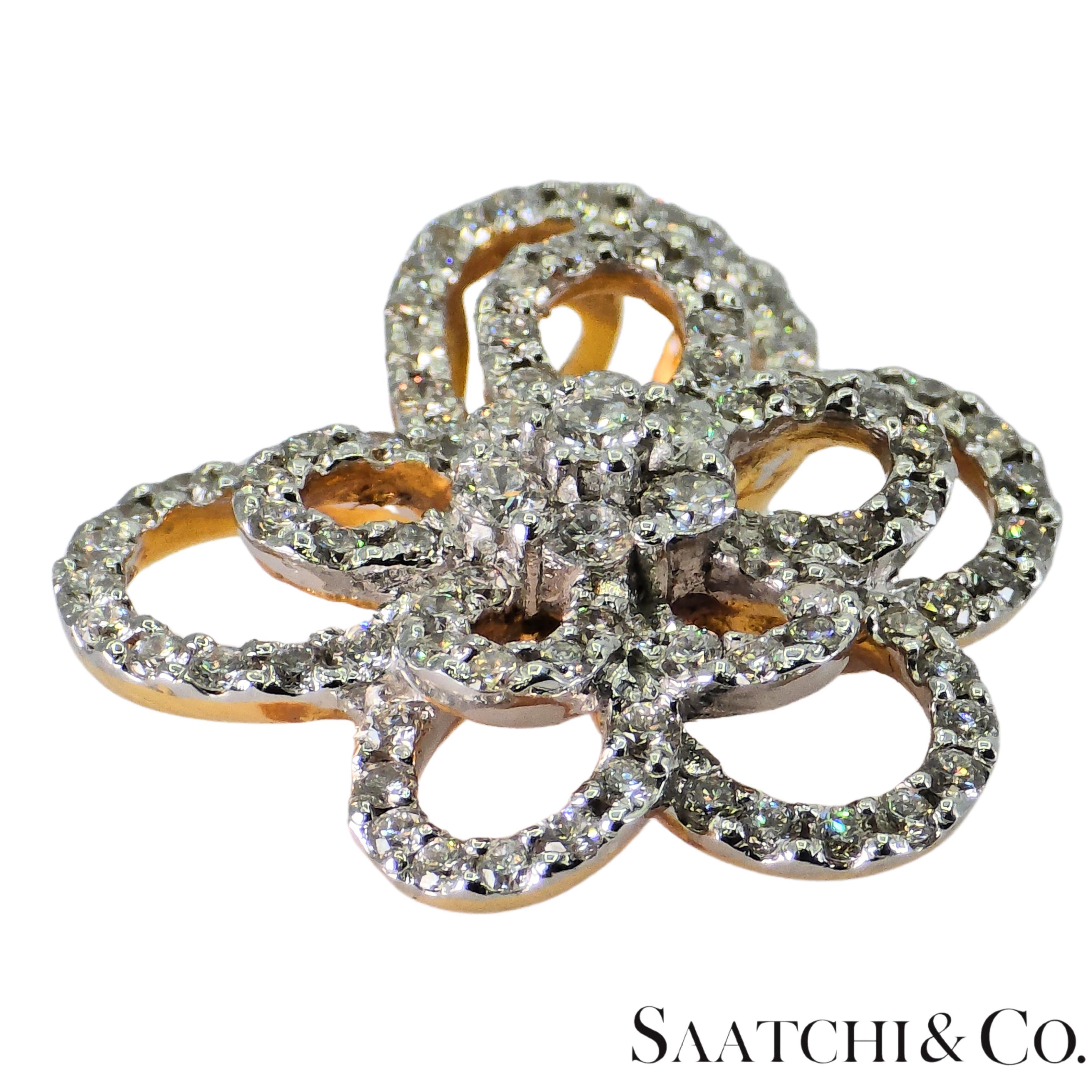 Contemporaneo Spilla con diamante naturale VVS in oro giallo 18k 750 in vendita
