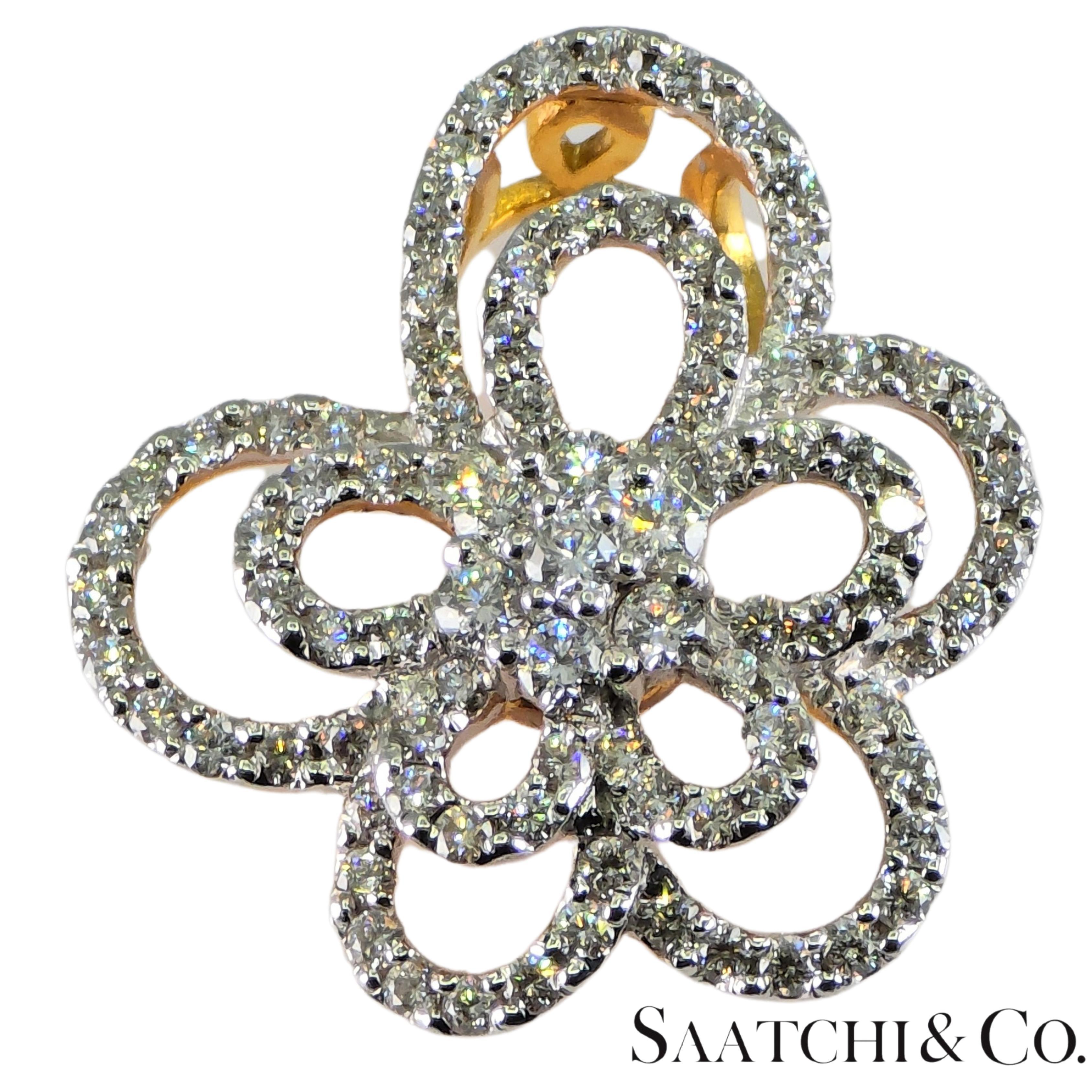 Spilla con diamante naturale VVS in oro giallo 18k 750 in vendita 1
