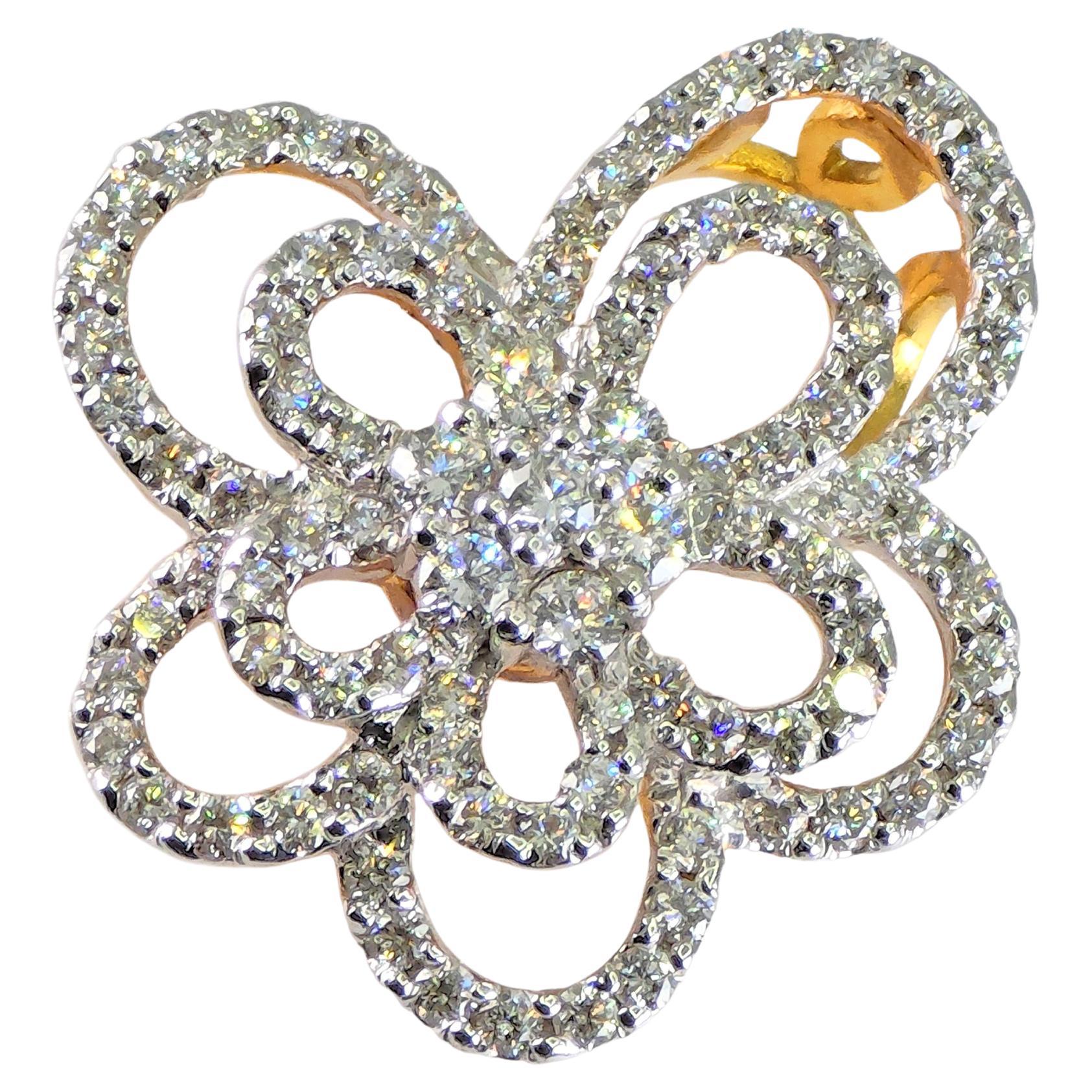 Spilla con diamante naturale VVS in oro giallo 18k 750