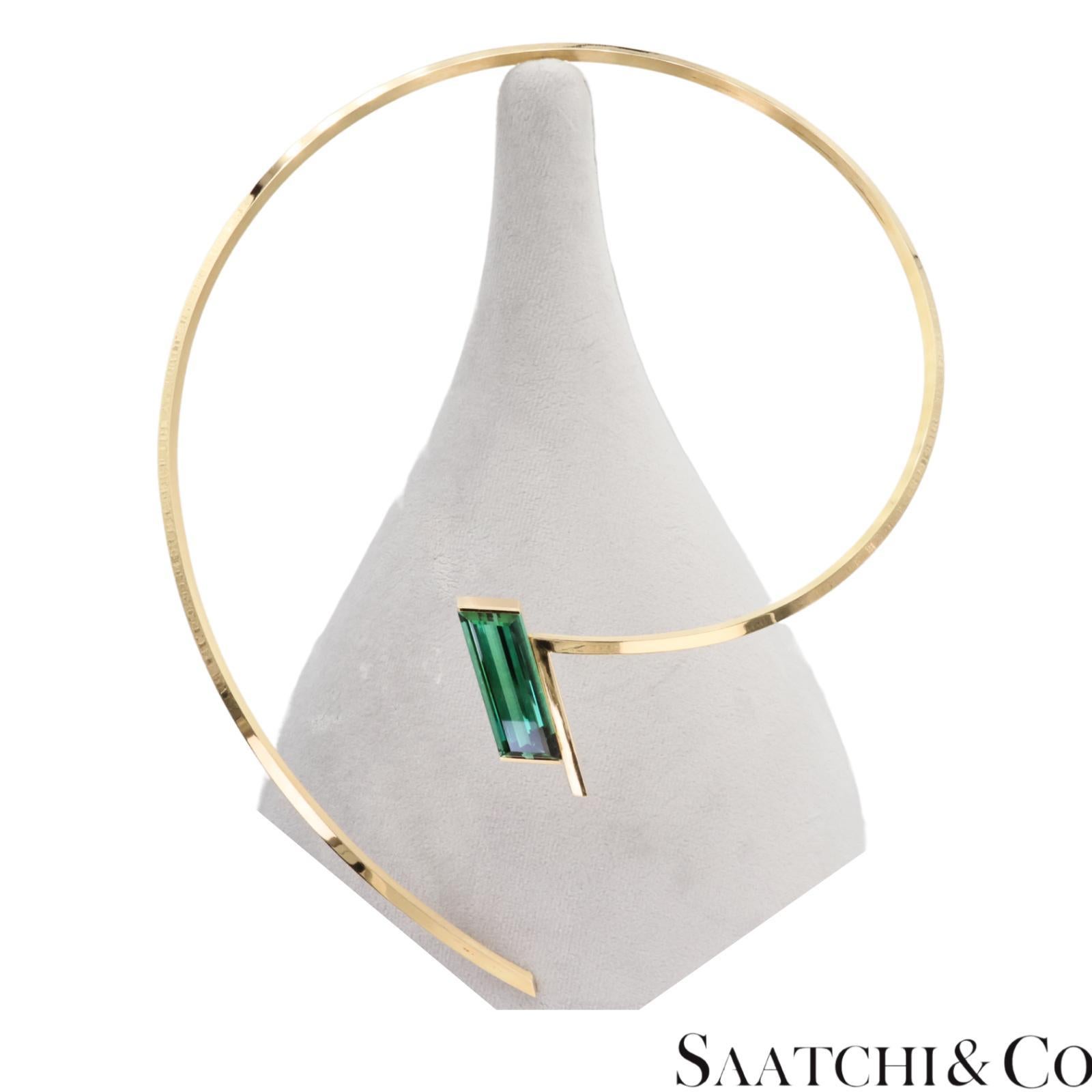 Contemporaneo Collana elegante con tormalina in oro giallo 18k 750 in vendita