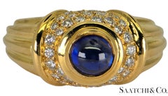 18K 750 Yellow Gold, VVS-VS 0.80 Ct Natural Diamond & 0.7 Ct Sapphire, 8.9gram