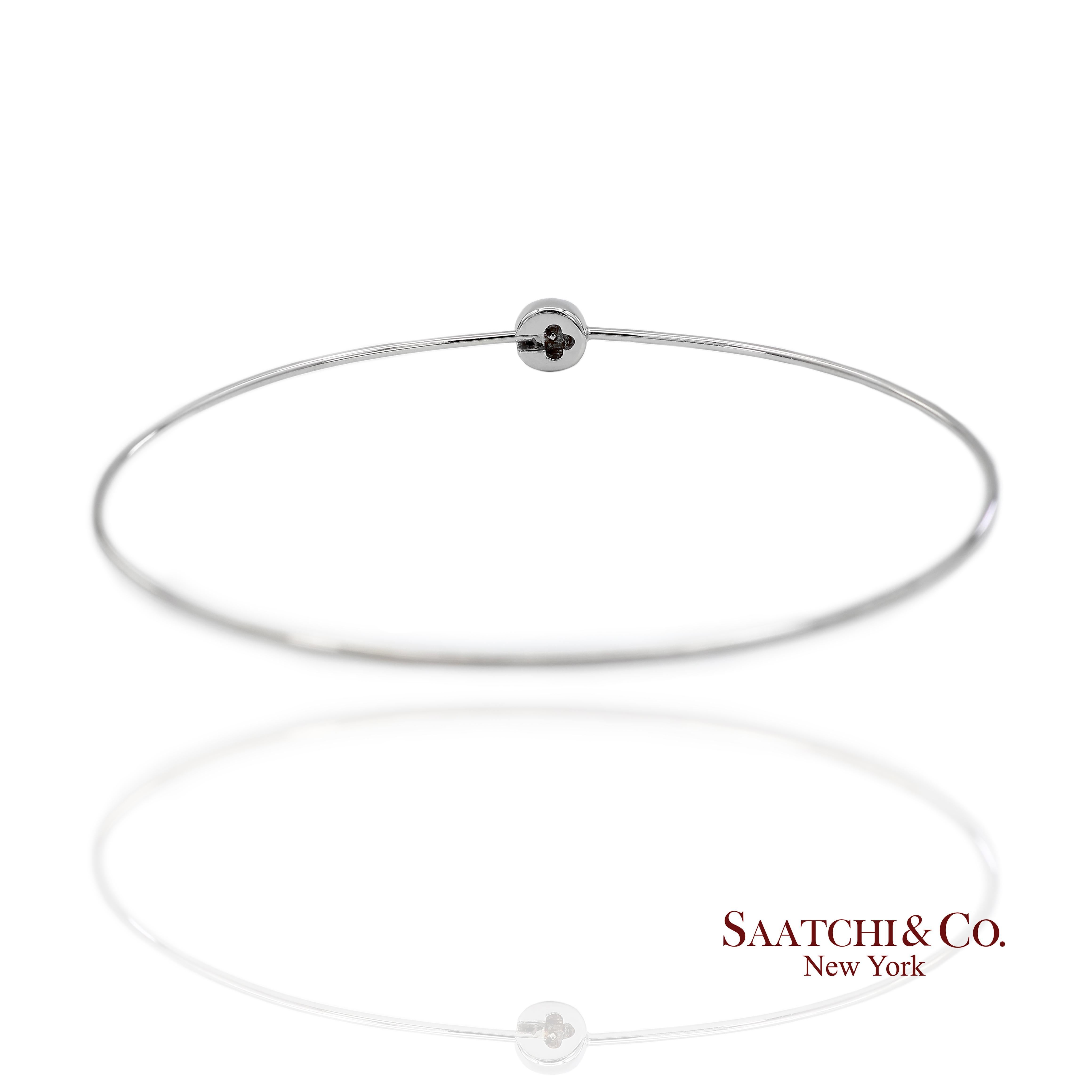 Pulsera de oro blanco 750K con diamantes naturales redondos Corte brillante en venta