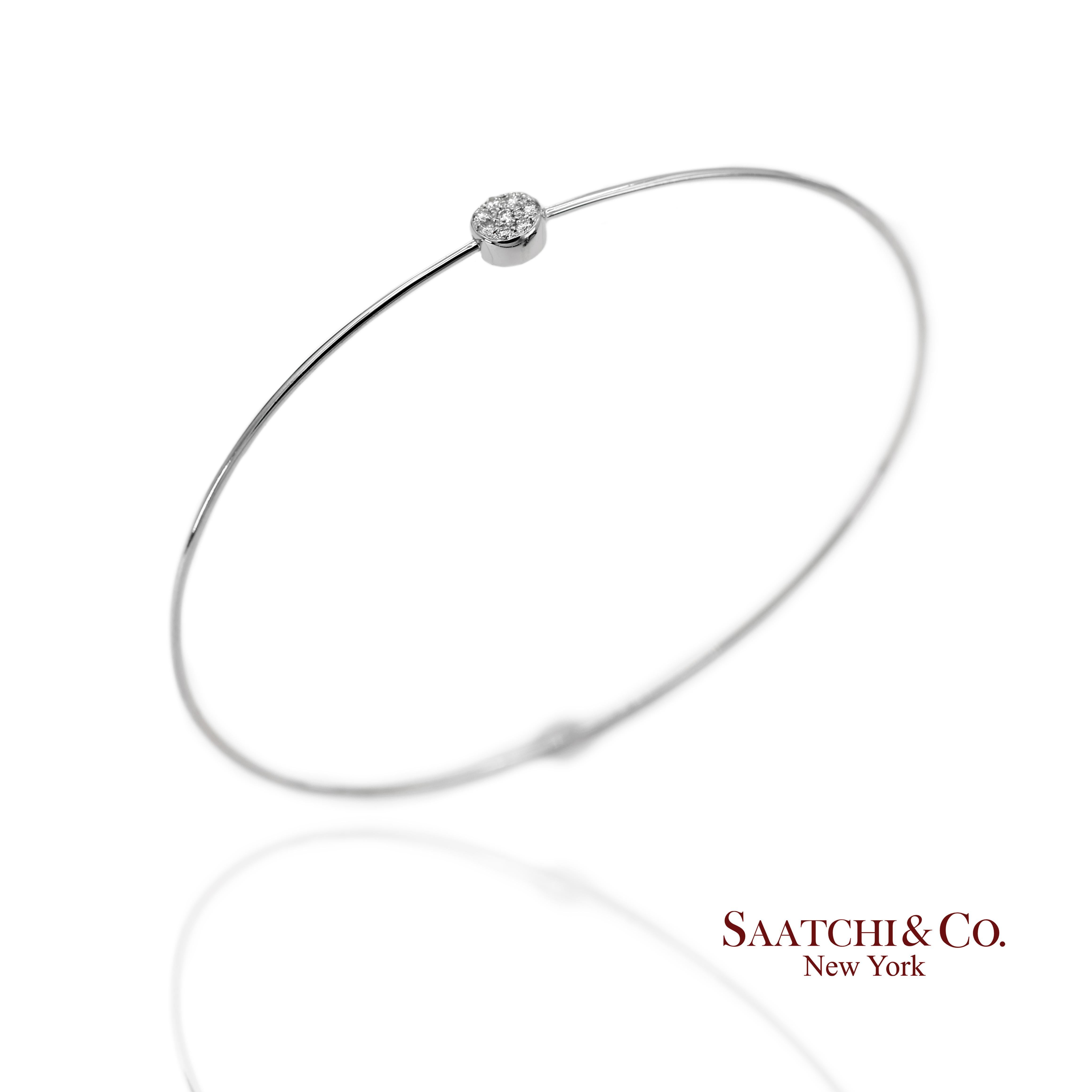 Femenino o masculino Pulsera de oro blanco 750K con diamantes naturales redondos en venta