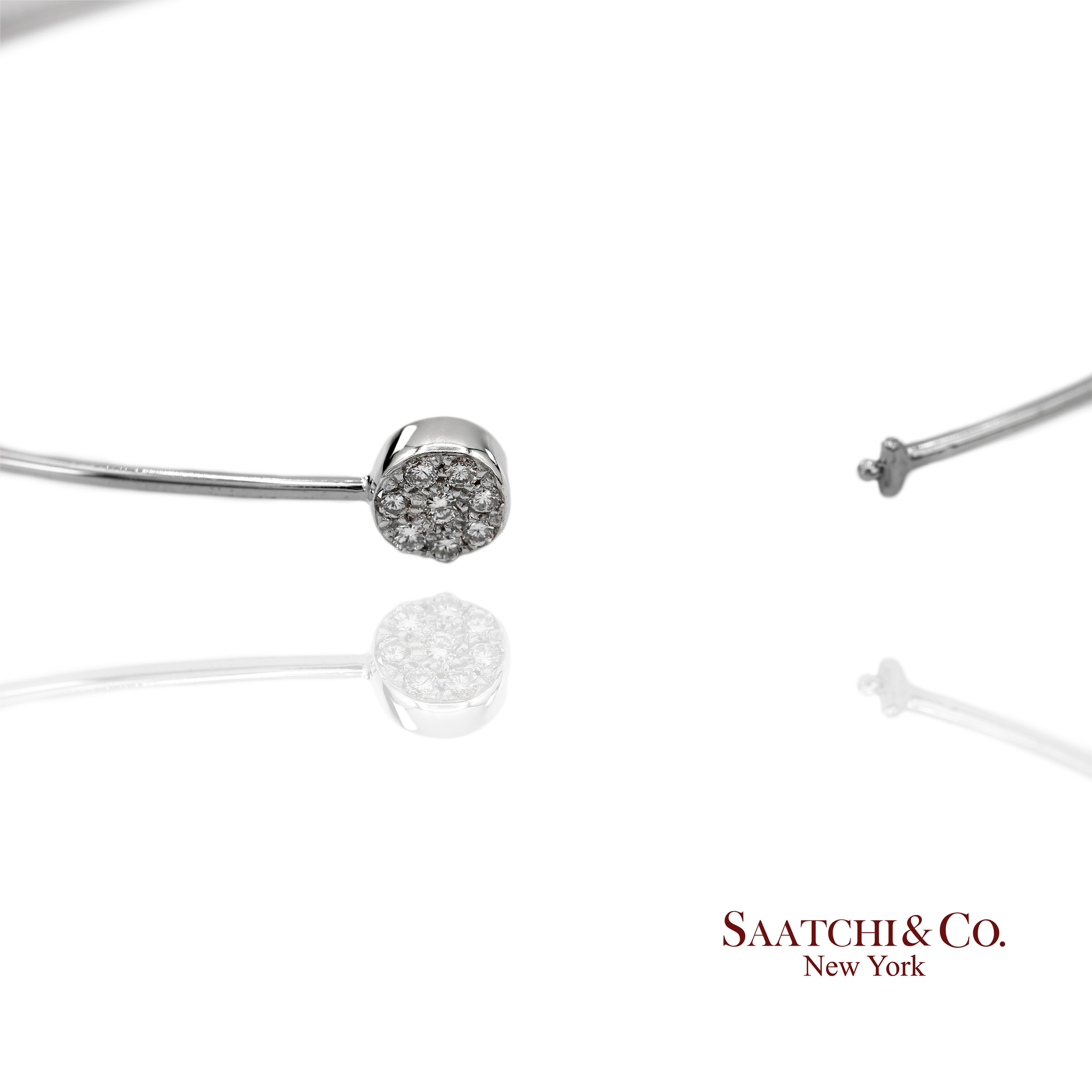 Pulsera de oro blanco 750K con diamantes naturales redondos en venta 1