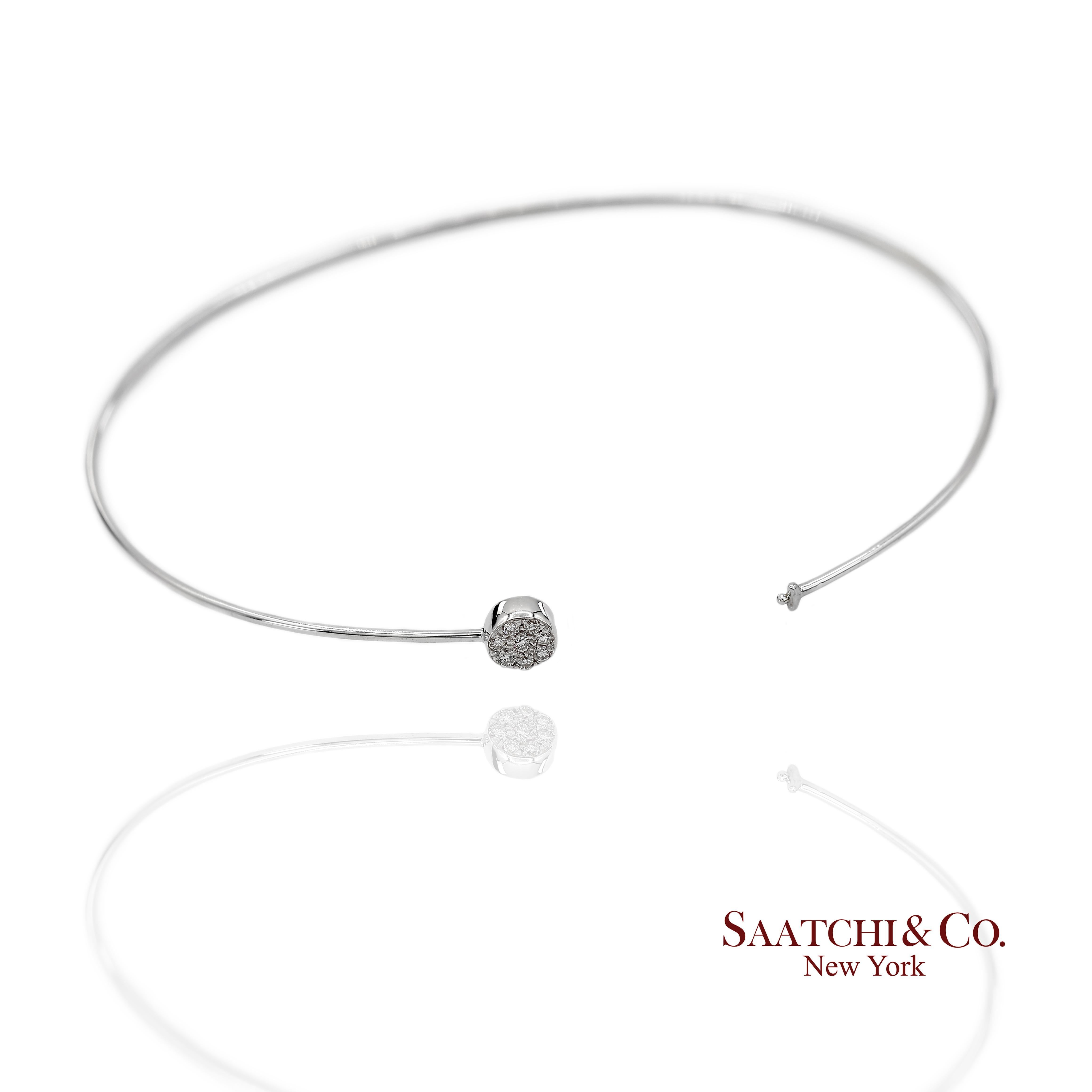 Pulsera de oro blanco 750K con diamantes naturales redondos en venta 2