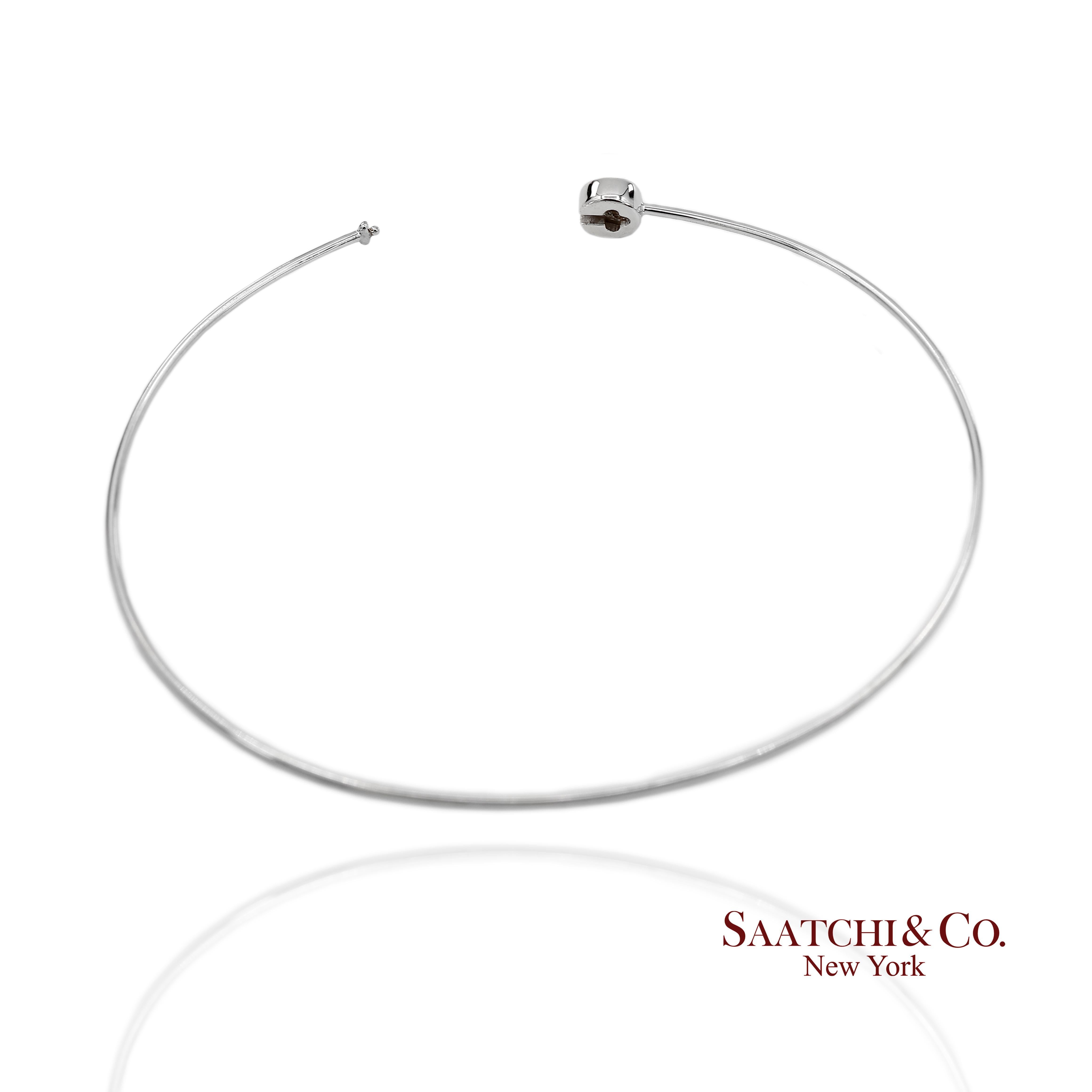 Pulsera de oro blanco 750K con diamantes naturales redondos en venta 3