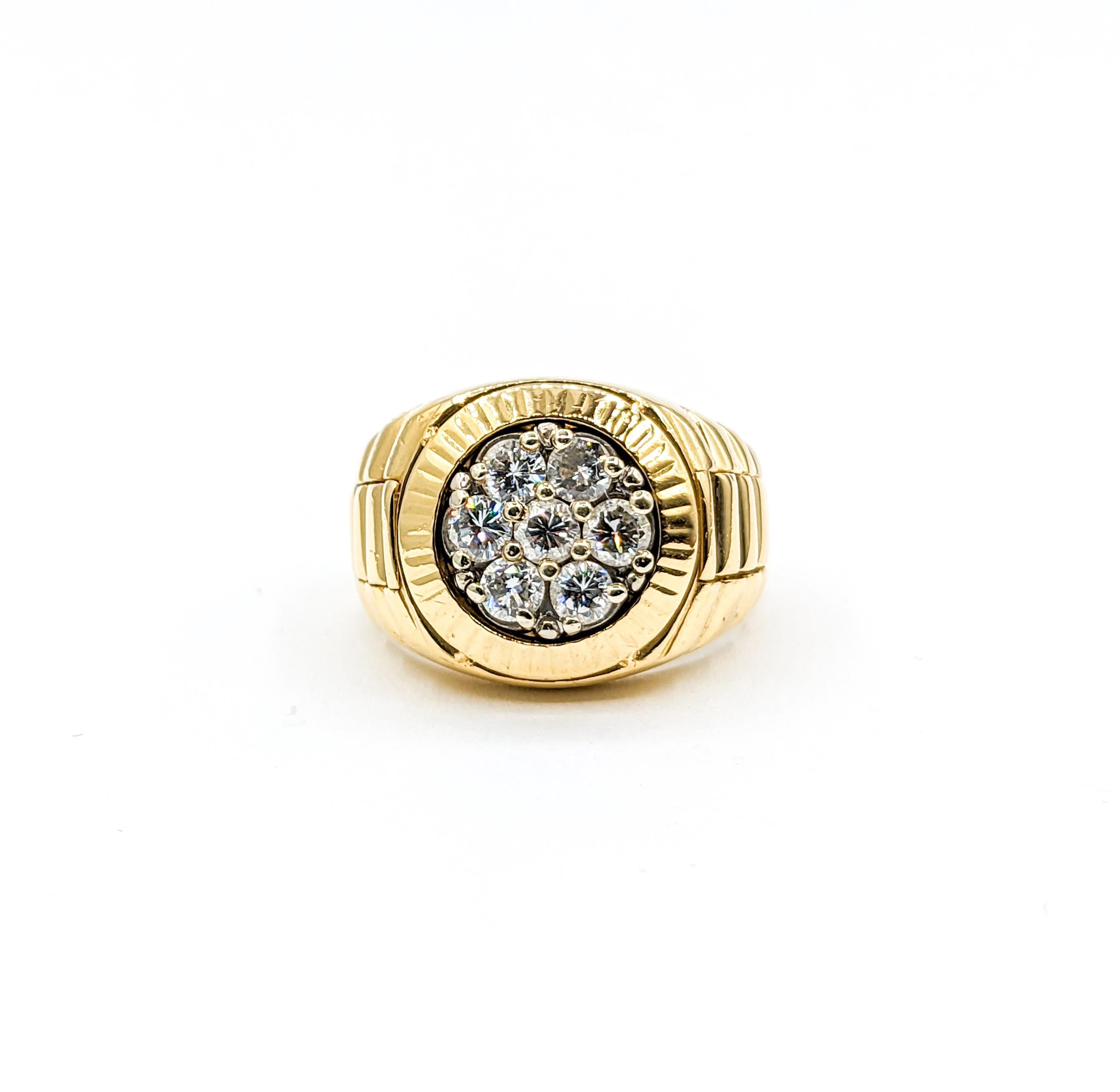 18k .84ctw Cluster Rolex Style Mens Ring For Sale 1