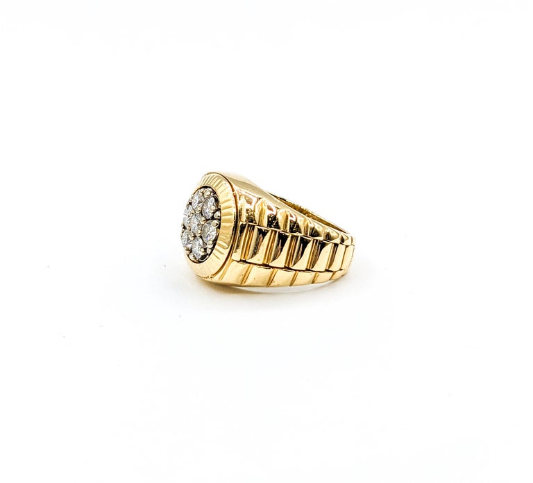 Anello da uomo in stile Rolex con cluster da 0,84 18k in