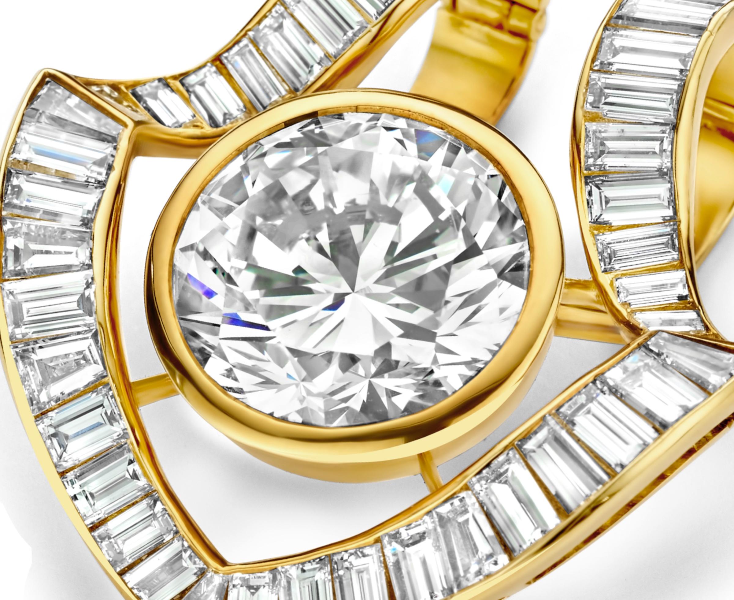 18k Adler Genève 13-14ct Brilliant Cut Diamond, 5ct Baguette Estate Sultan Oman For Sale 3