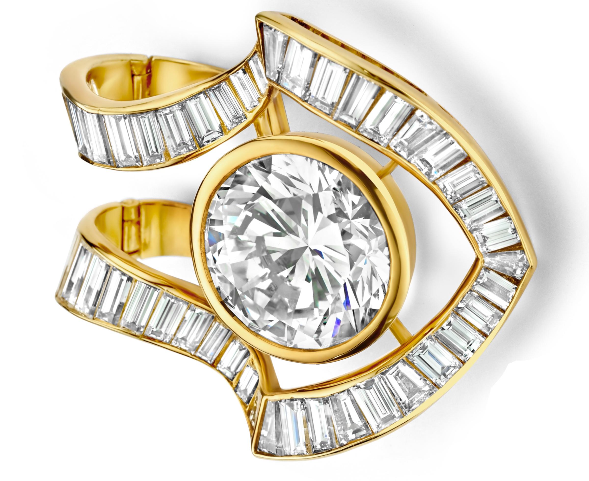 18k Adler Genève 13-14ct Brilliant Cut Diamond, 5ct Baguette Estate Sultan Oman For Sale 4
