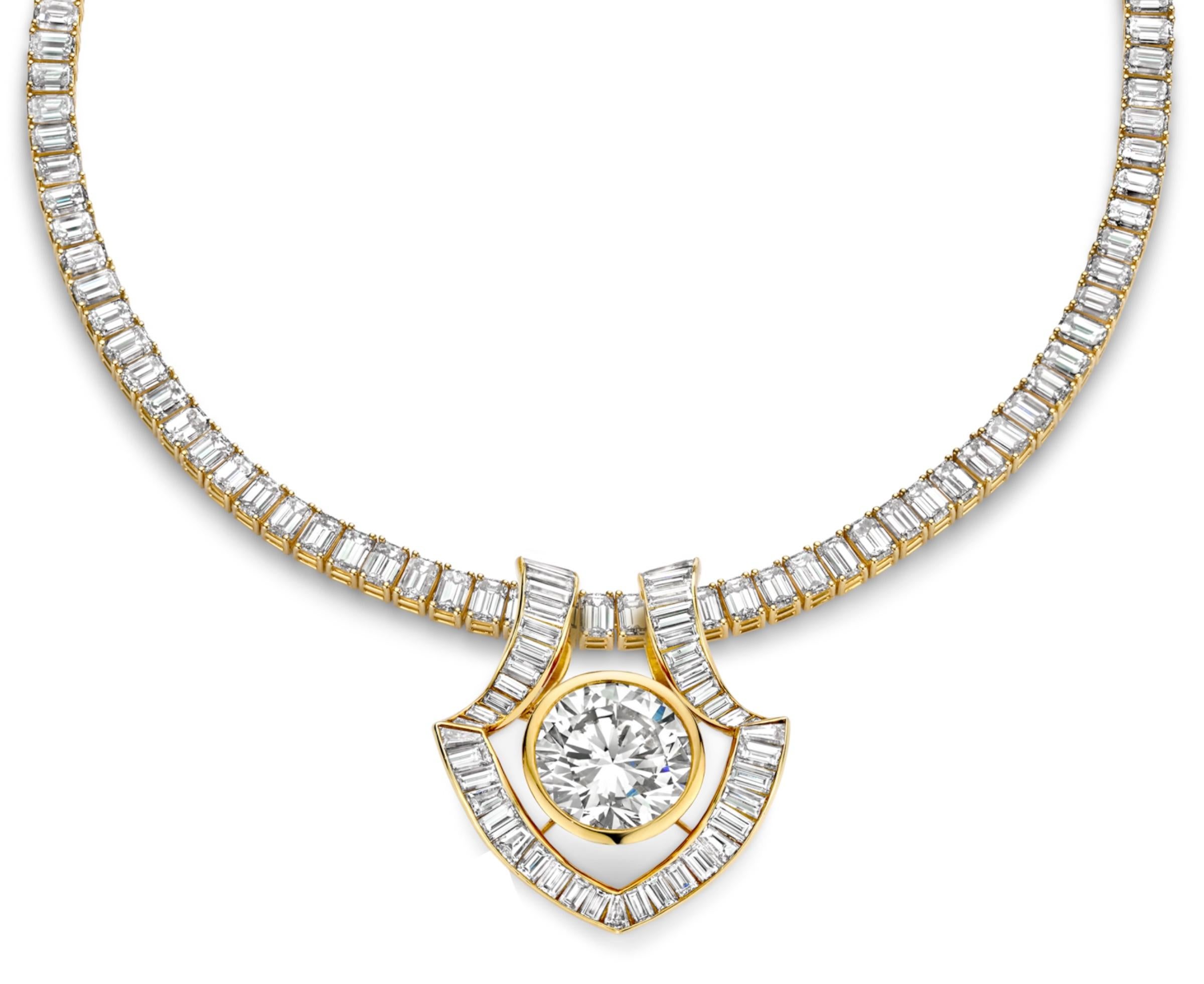 Artisan 18k Adler Genève 13-14ct Brilliant Cut Diamond, 5ct Baguette Estate Sultan Oman For Sale