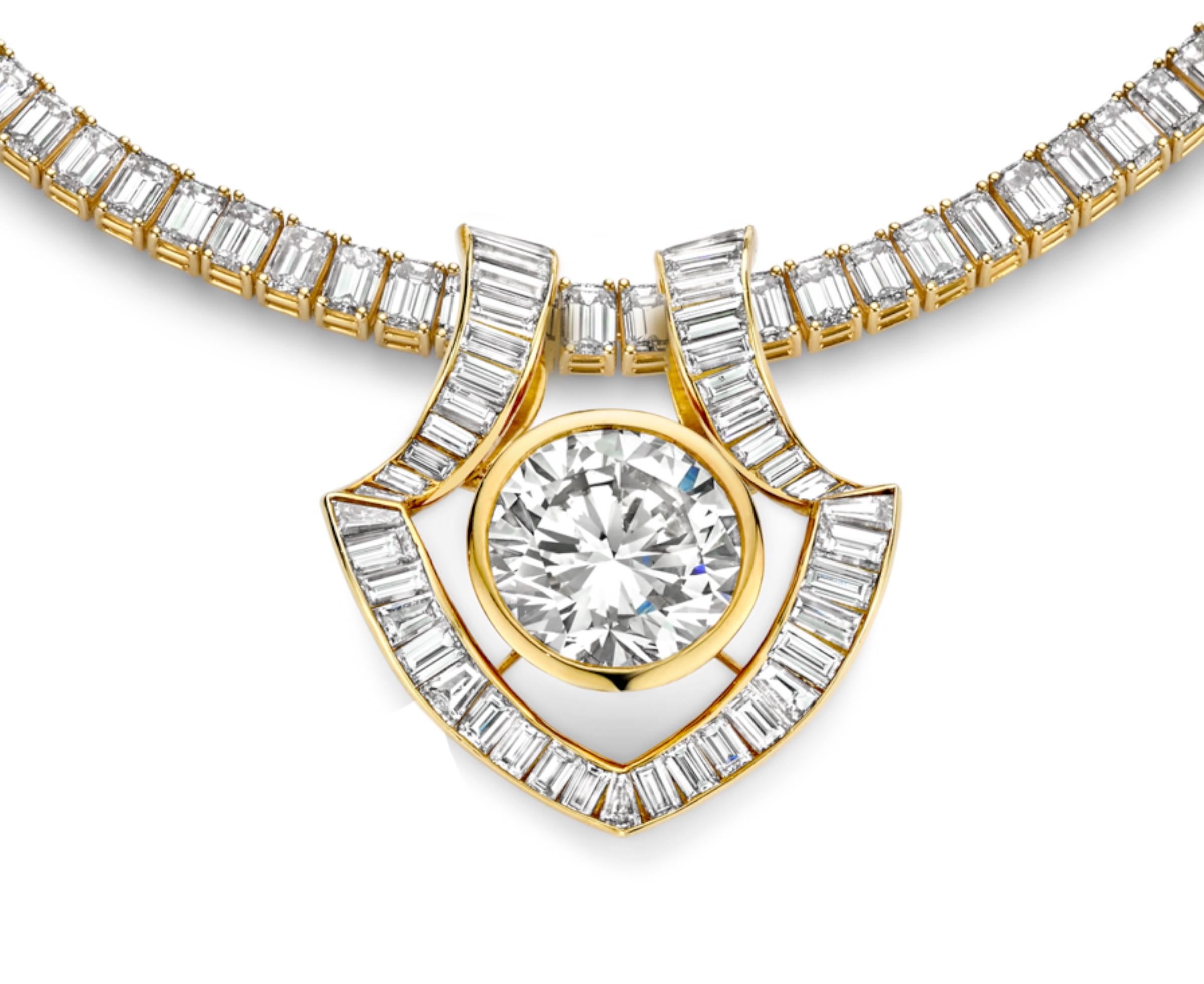 18k Adler Genève 13-14ct Brilliant Cut Diamond, 5ct Baguette Estate Sultan Oman Excellent état - En vente à Antwerp, BE