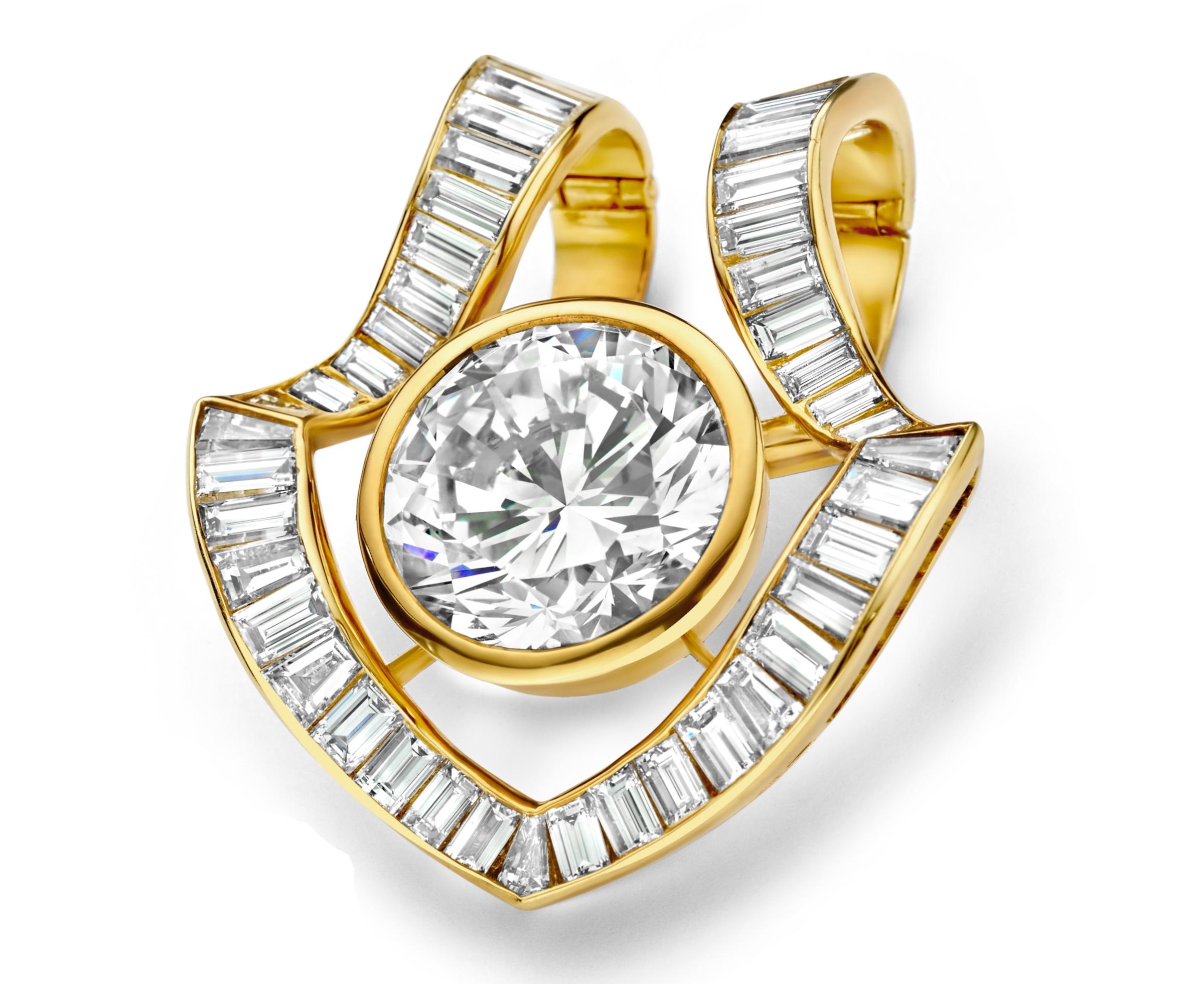 Women's or Men's 18k Adler Genève 13-14ct Brilliant Cut Diamond, 5ct Baguette Estate Sultan Oman For Sale