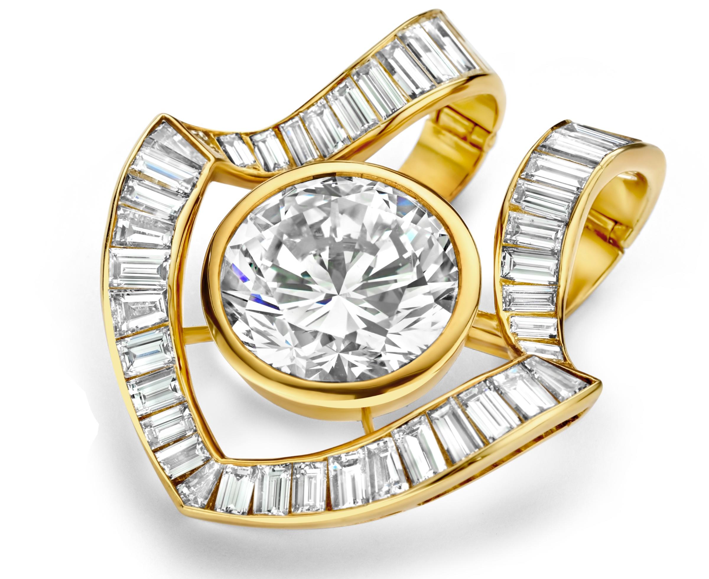 18k Adler Genève 13-14ct Brilliant Cut Diamond, 5ct Baguette Estate Sultan Oman For Sale 1