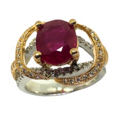 18K African Ruby and Diamond Ring
