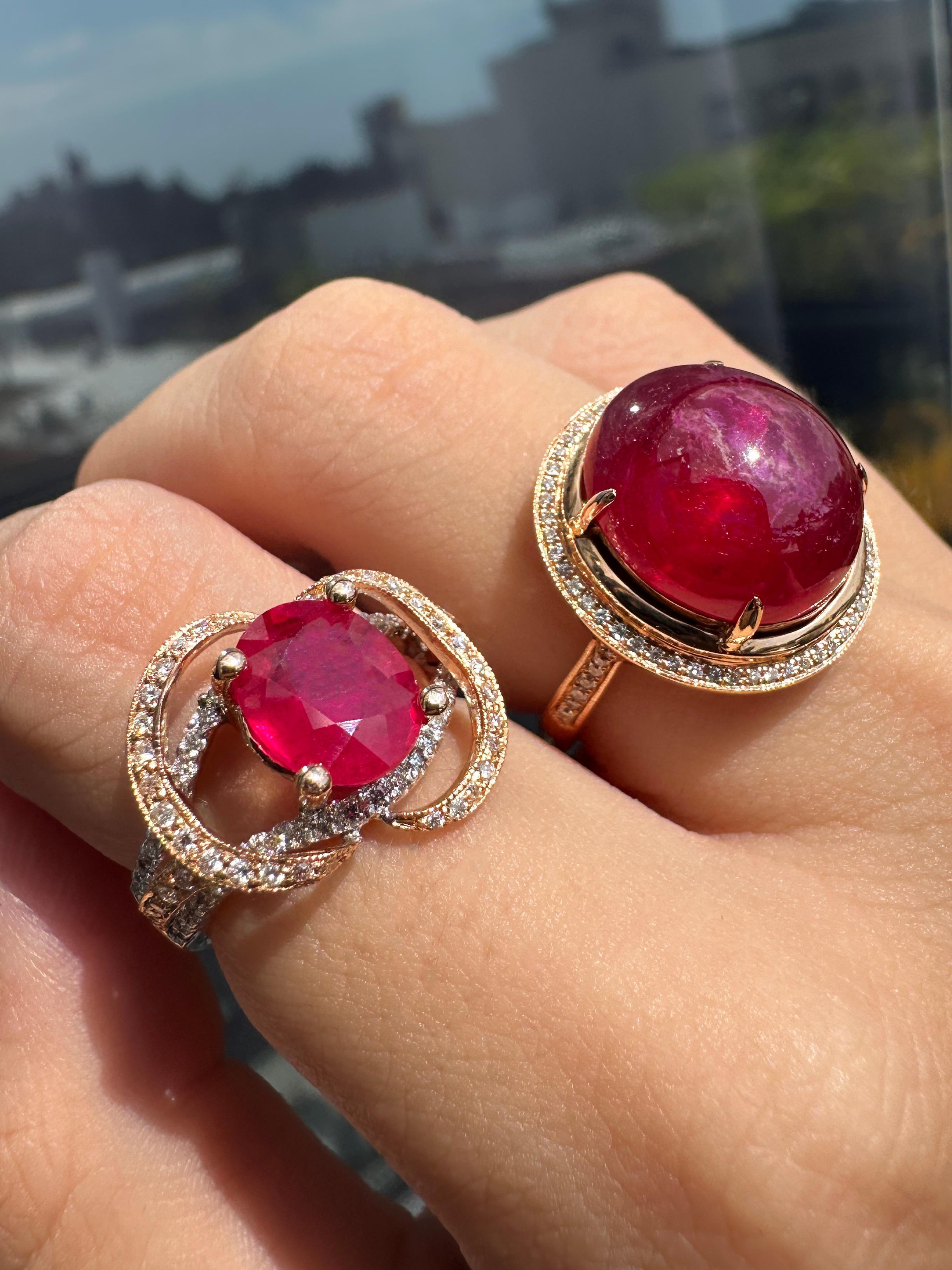 18K African Ruby and Diamond Ring For Sale 2
