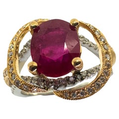 18K African Ruby and Diamond Ring