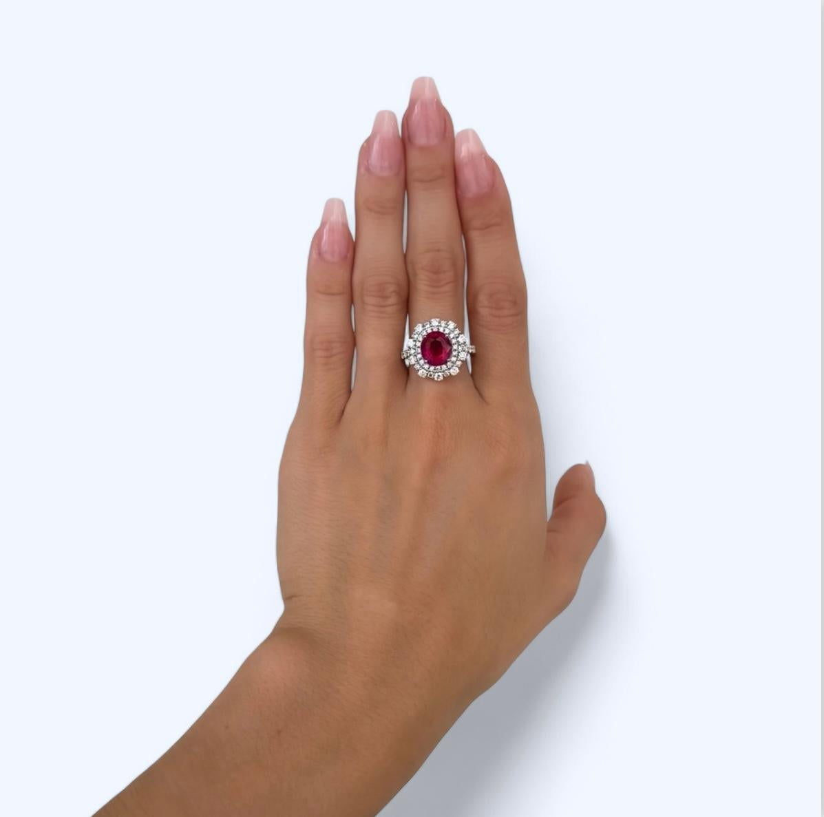 Discover the stunning beauty of our AGL Certified 3.55 Carat Ruby Ring. Expertly crafted and meticulously inspected, this ring is guaranteed to be of the highest quality. Show off your discerning taste with this exquisite and certified