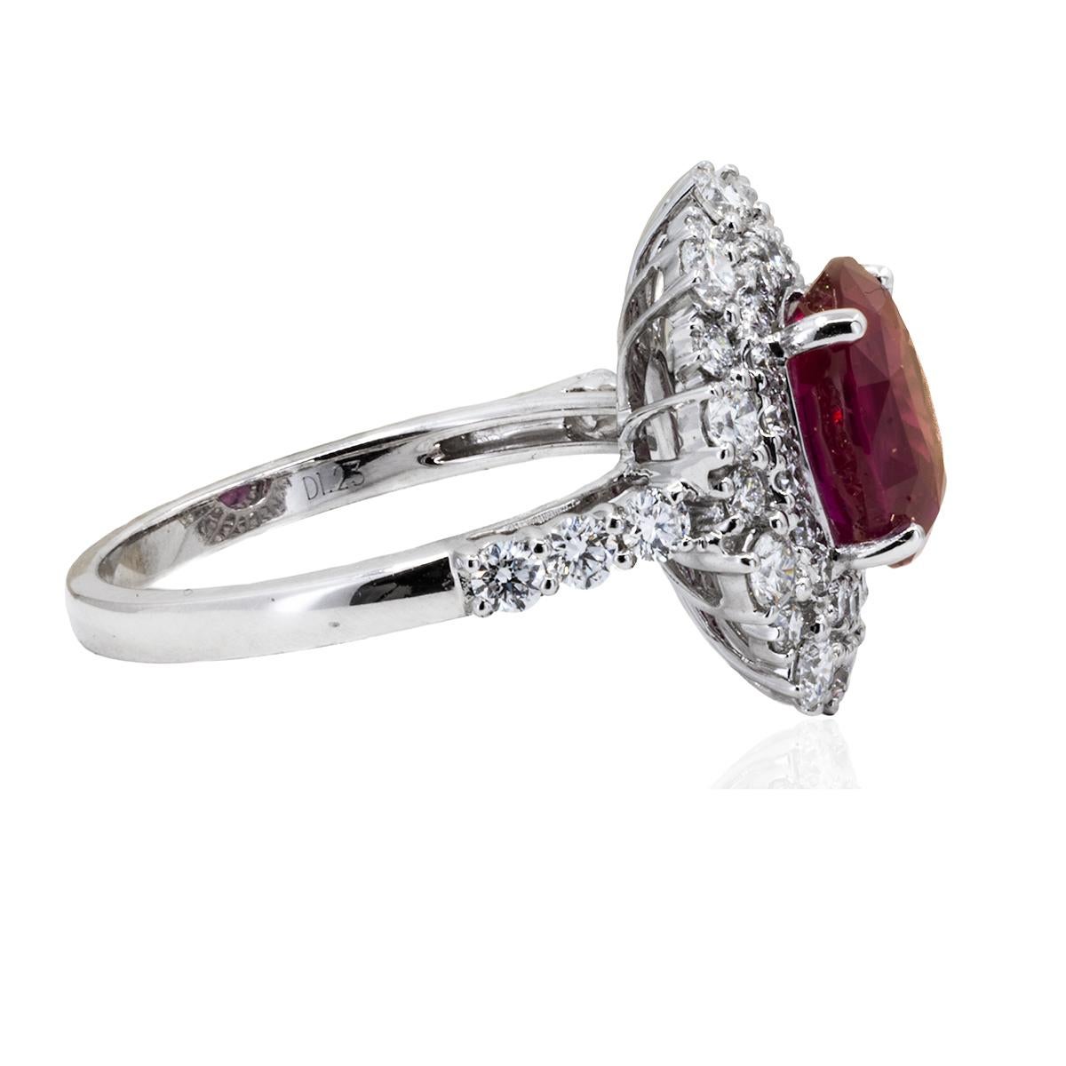 18K AGL Certified 3.55ct Ruby Ring In Excellent Condition For Sale In Sarasota, FL