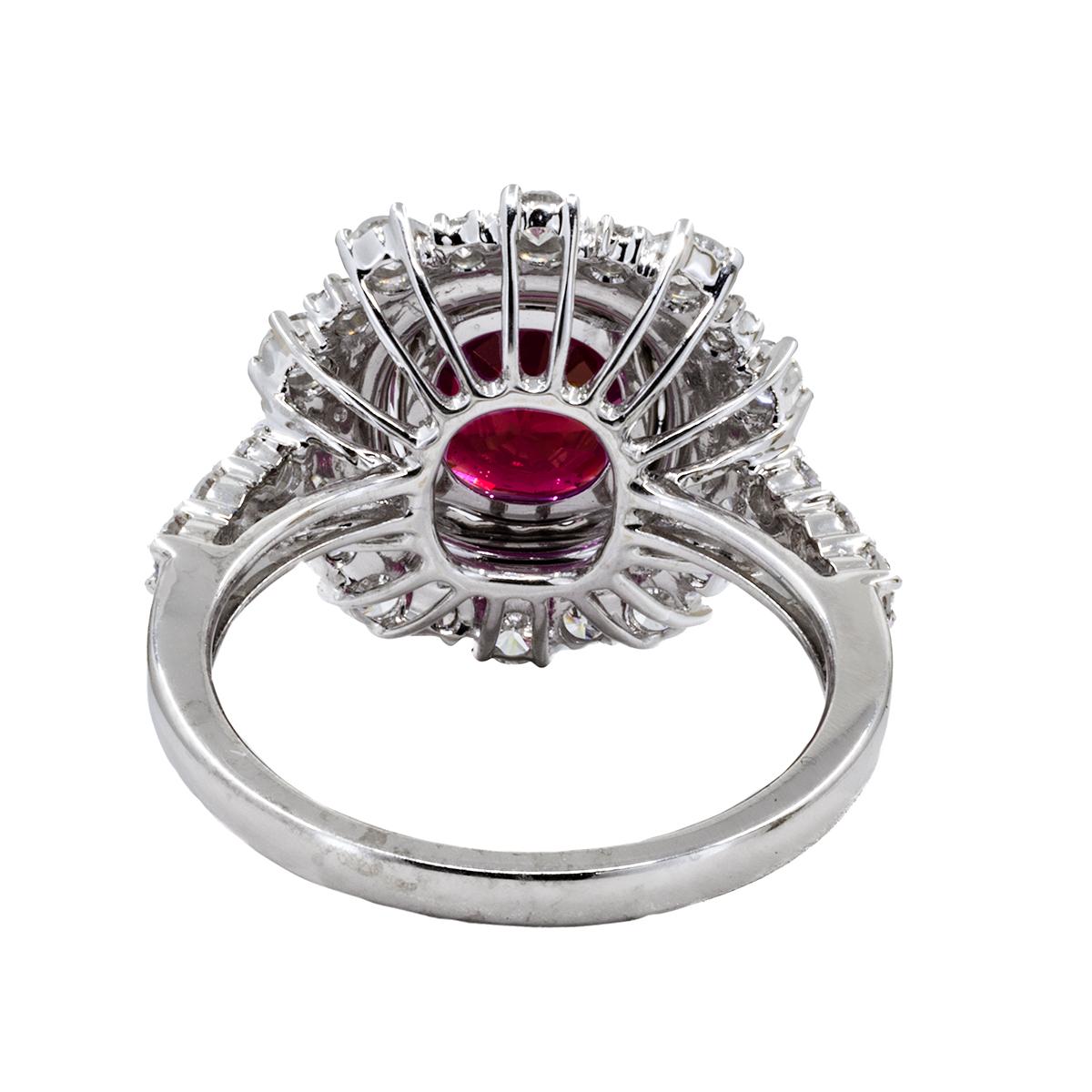 Women's or Men's 18K AGL Certified 3.55ct Ruby Ring For Sale