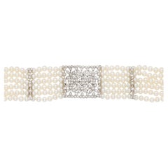 Bracciale di perle Akoya 18k Oro bianco e diamanti naturali