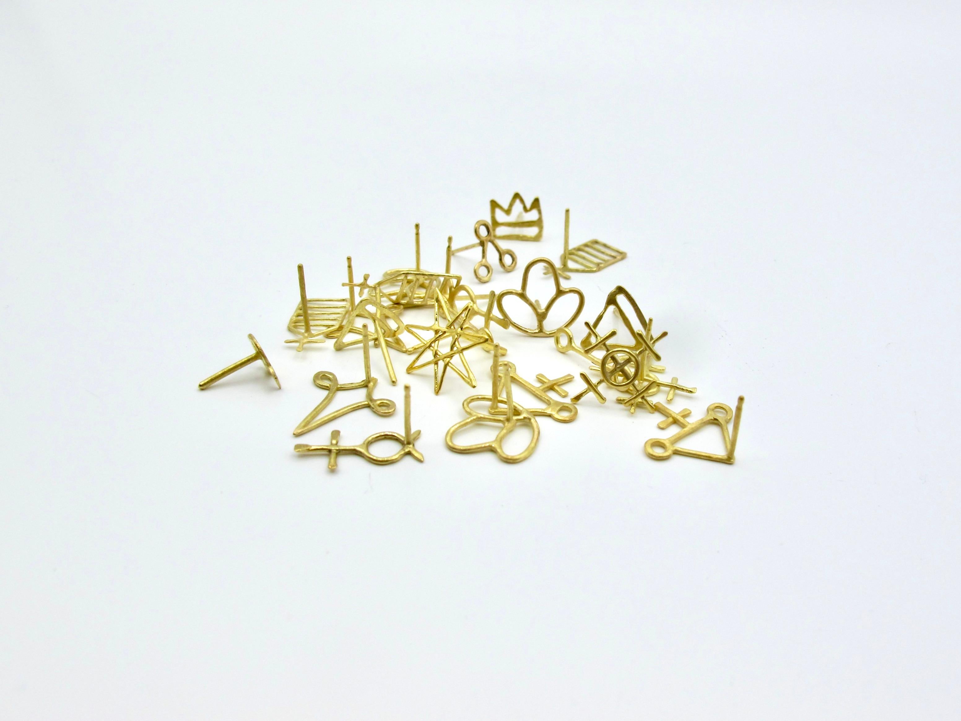 Artist 18k Alchemical Stud Earring Gold For Sale