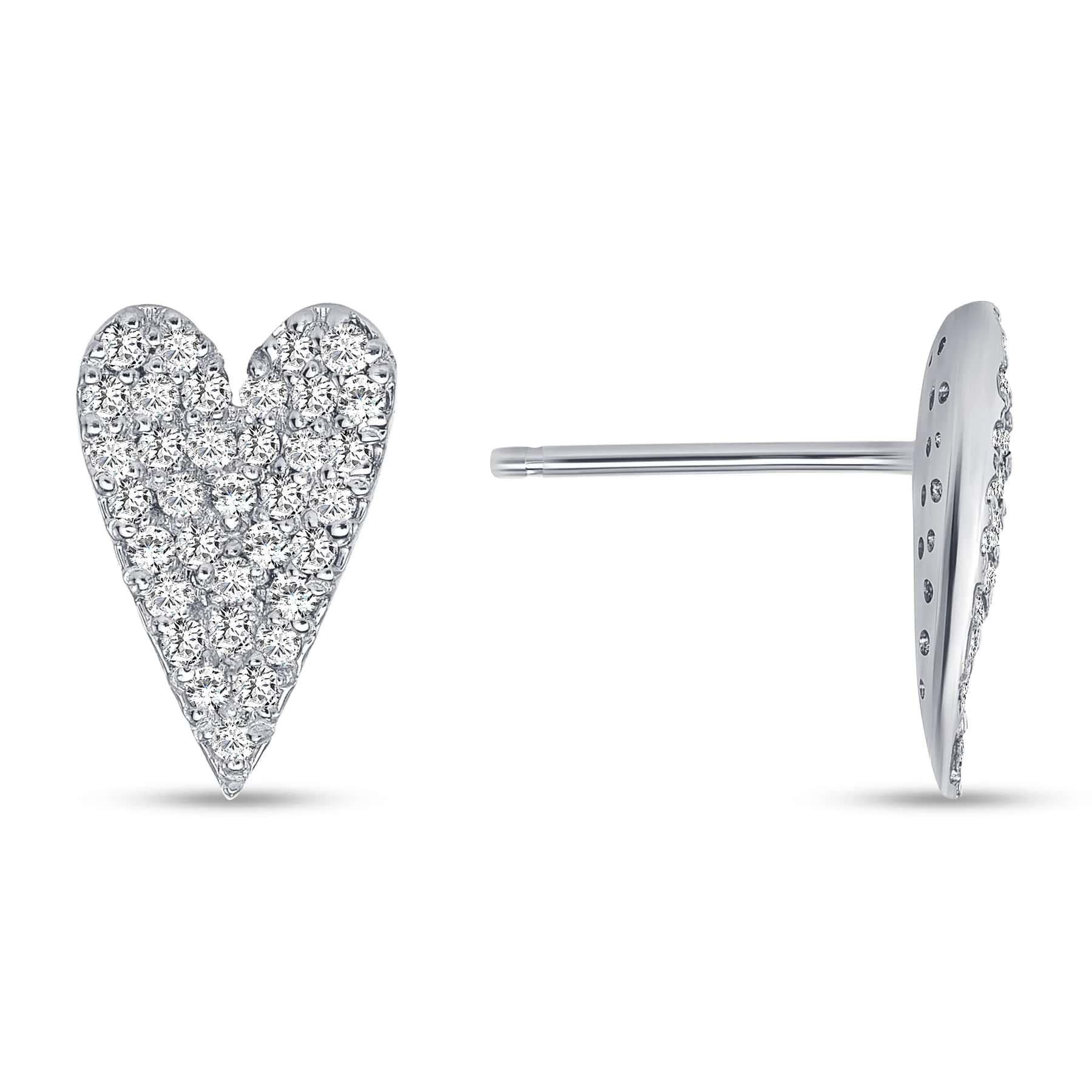 Taglio rotondo Orecchini con diamanti rotondi incastonati a forma di cuore in vendita
