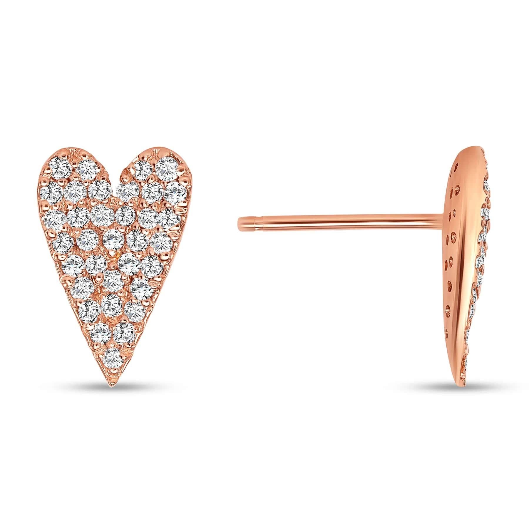 Orecchini con diamanti rotondi incastonati a forma di cuore In condizioni Nuovo in vendita a Los Angeles, CA