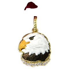 18k American Eagle Enhancer w diamonds, White Cocholite/Brown Jasper, 18k bail