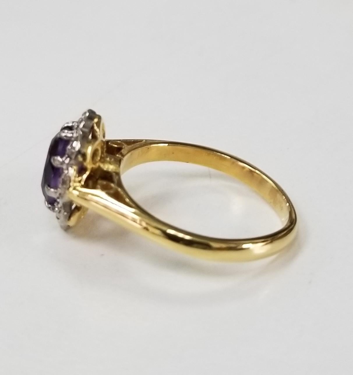 Contemporary 18 Karat Amethyst and Diamond Ring