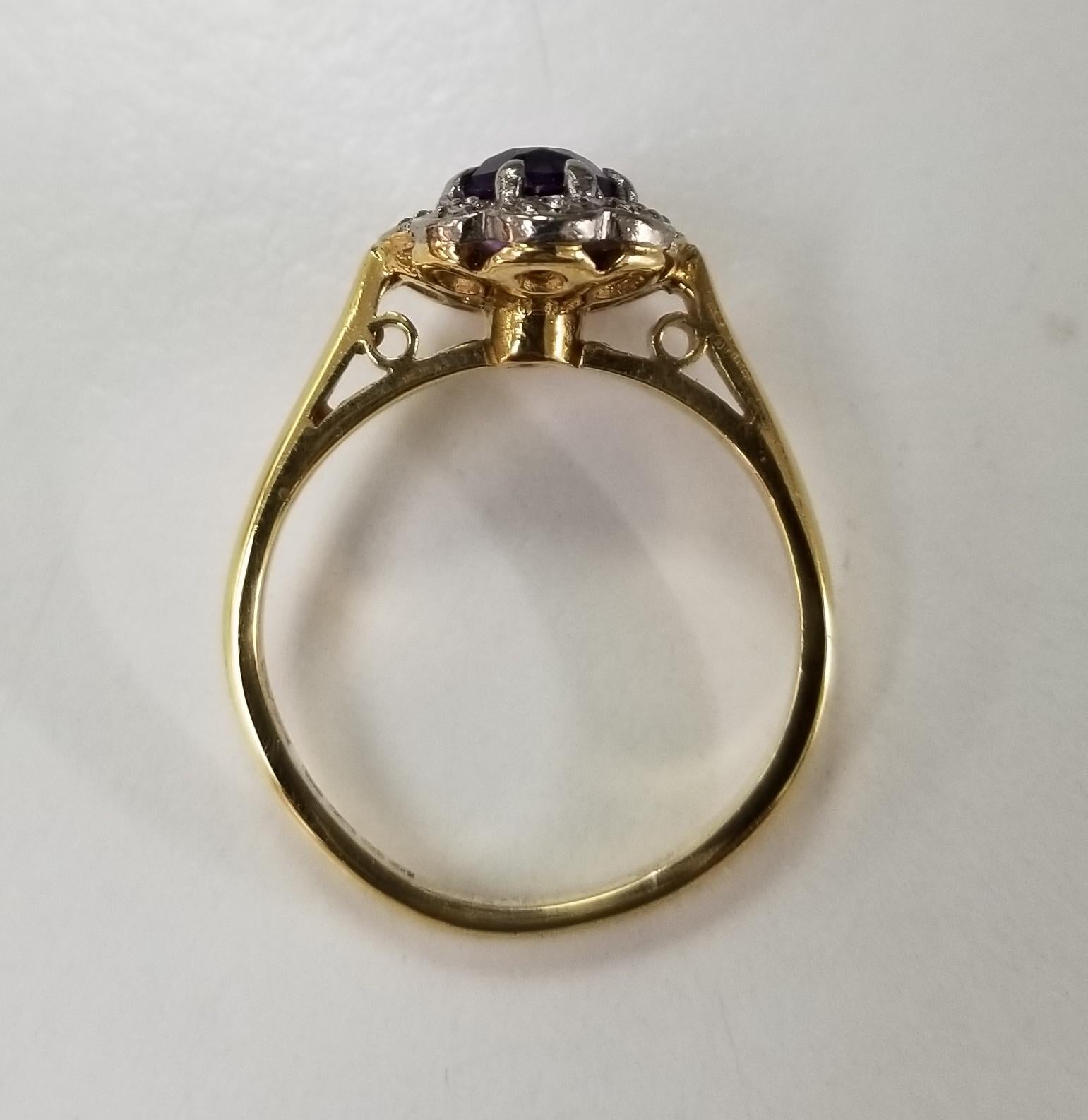 Oval Cut 18 Karat Amethyst and Diamond Ring