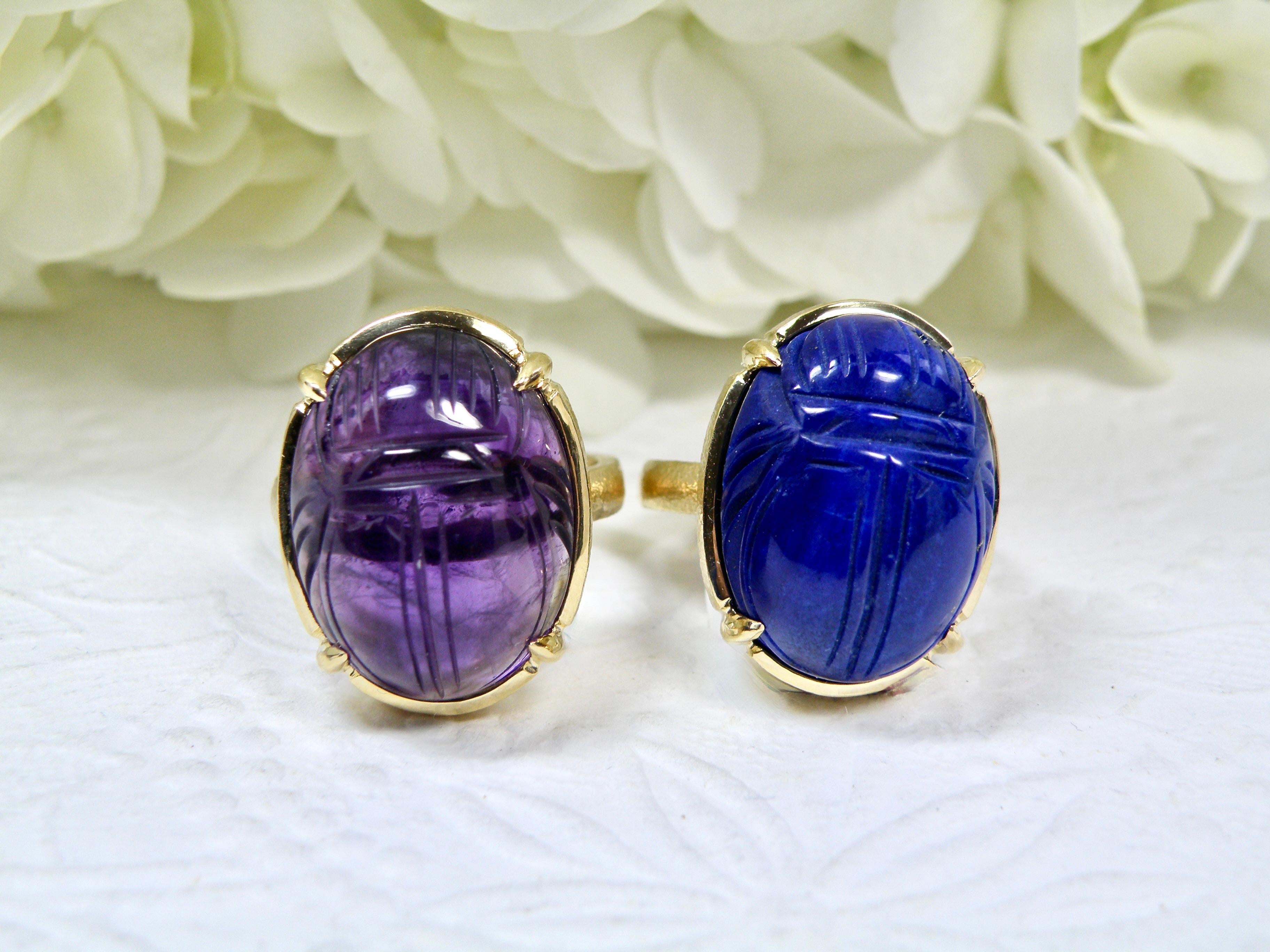 18k amethyst scarab ring For Sale 1