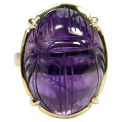18k amethyst scarab ring