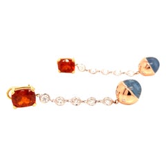 Orecchini pendenti in oro 18k e 14k con oltre 14tct di Aguas, Spessartite e Diamanti