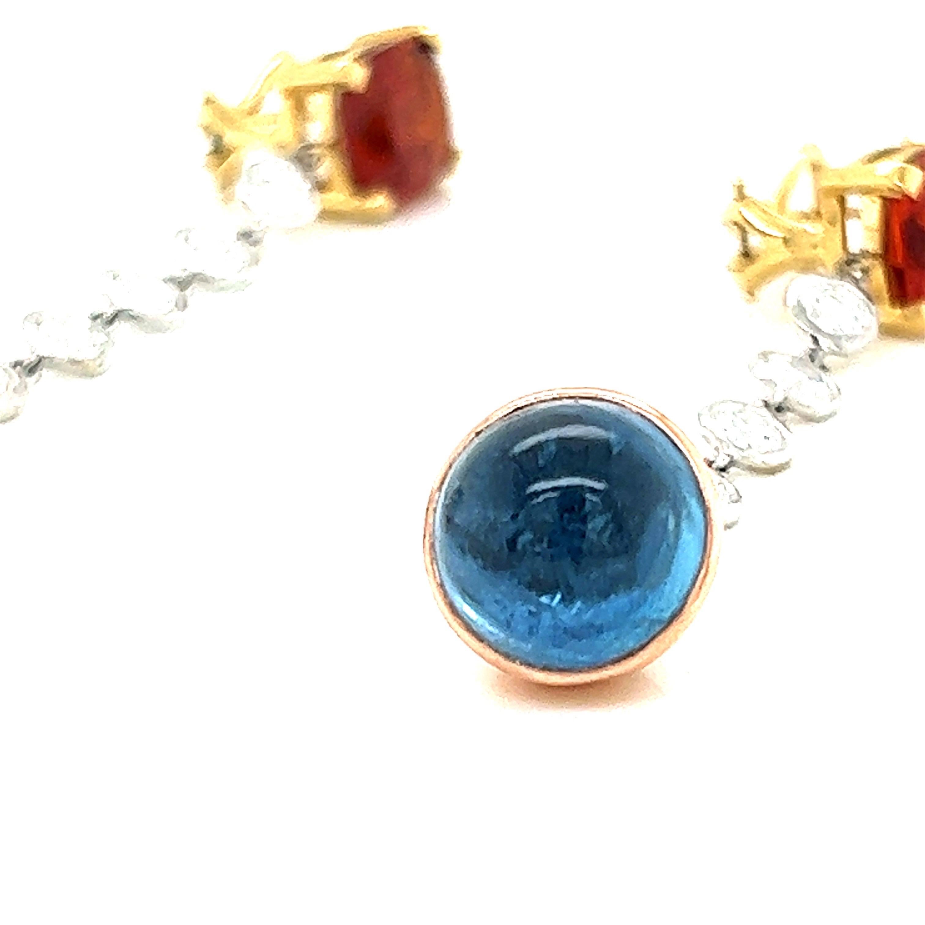 Orecchini pendenti in oro 18k e 14k con oltre 14tct di Aguas, Spessartite e Diamanti In condizioni Nuovo in vendita a New York, NY