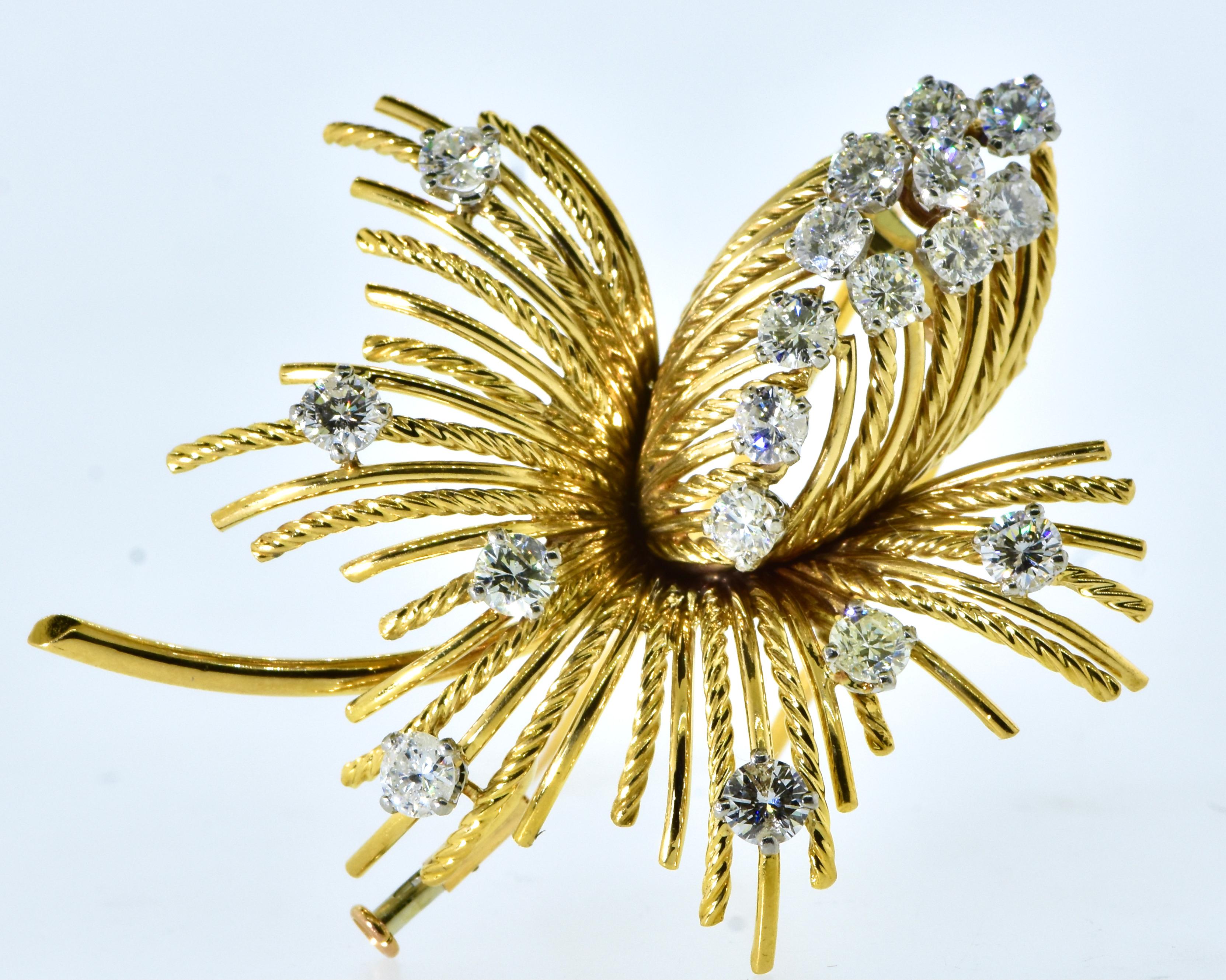 Contemporary 18K and Diamond Brooch, French, c. 1960