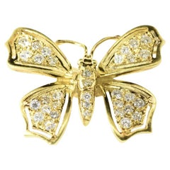 18K and Diamond Vintage Butterfly Brooch, c. 1990 18K and Diamond Vintage Butterfly Brooch, c. 1990