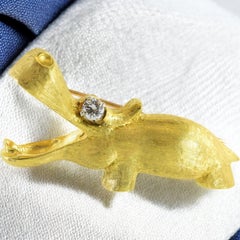 Broche Vintage Hipopótamo Pesado de 18 quilates y diamantes de Cellino.